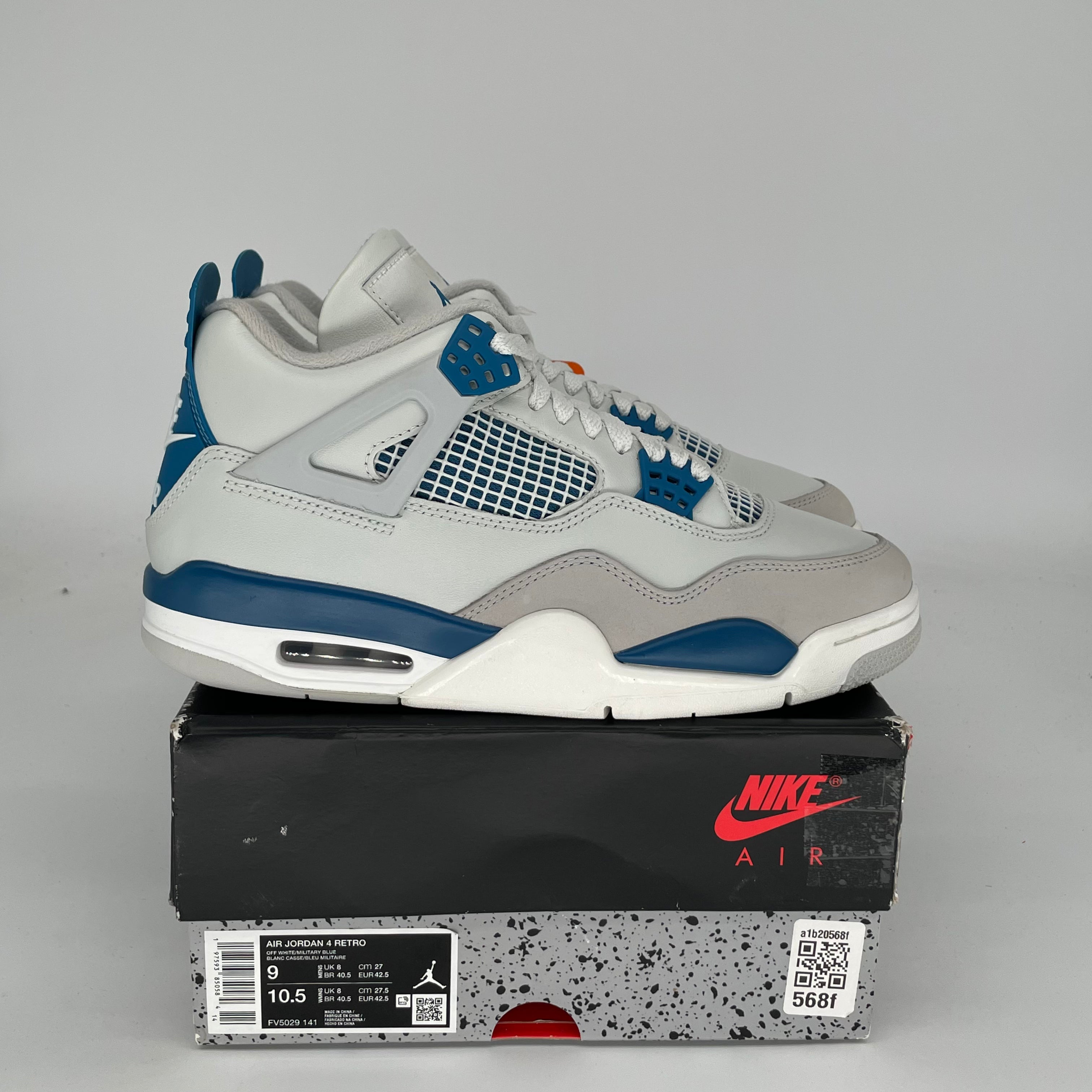 Original Air Jordan 4 Retro 'Military Blue' Men's Basketball Shoes - Size 9 (FV5029-141) - Perfect for Streetwear & Sneaker Collectors