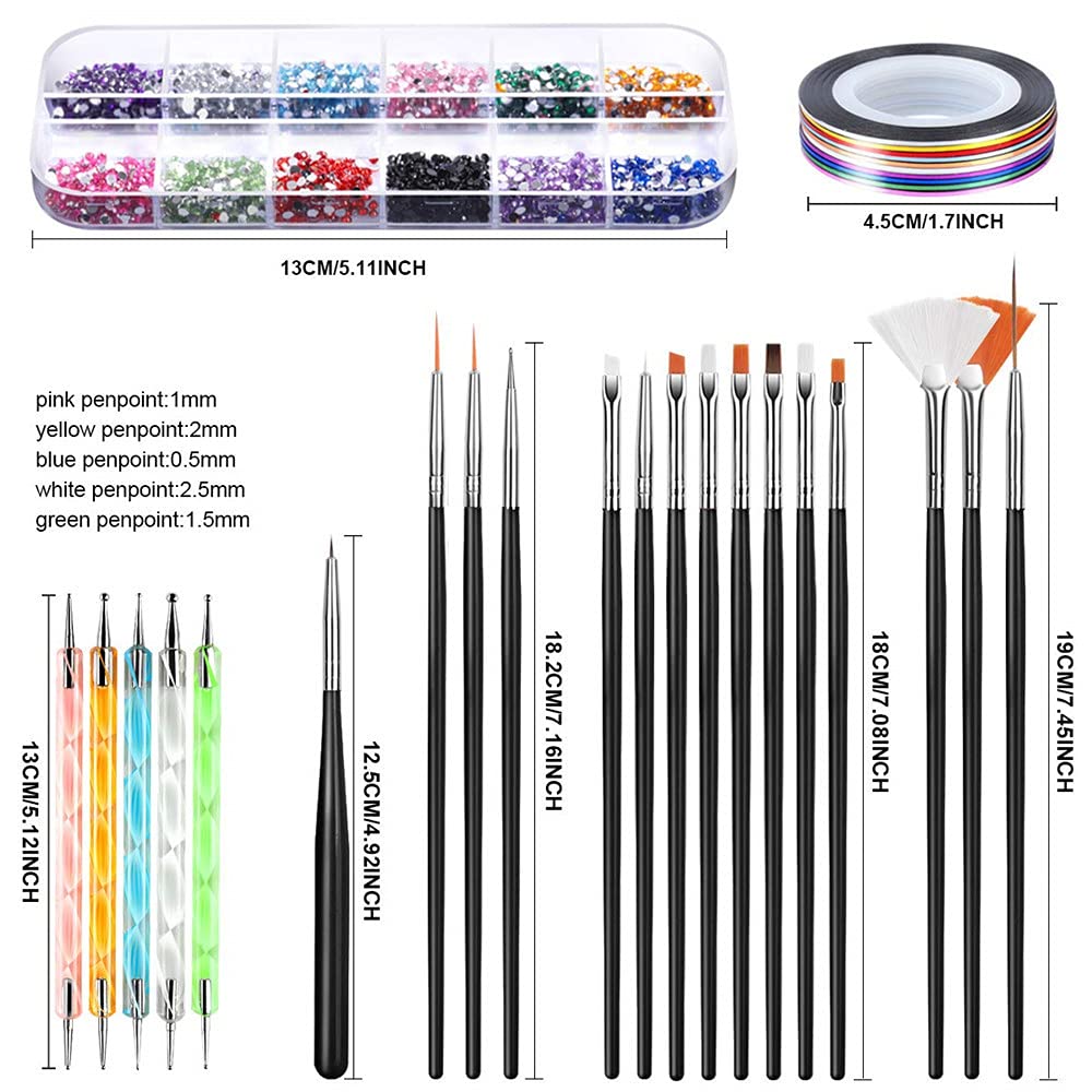 MAYCREATE® 3D Nail Art Stamping Kit - 39pcs Professional Nail Decorations Set with Stamping Plates, Brushes, Dotting Tools, Holographic Stickers, Foil Tape & Rhinestones | Perfect for DIY Manicures, Salon Nail Designs & Gift Ideas