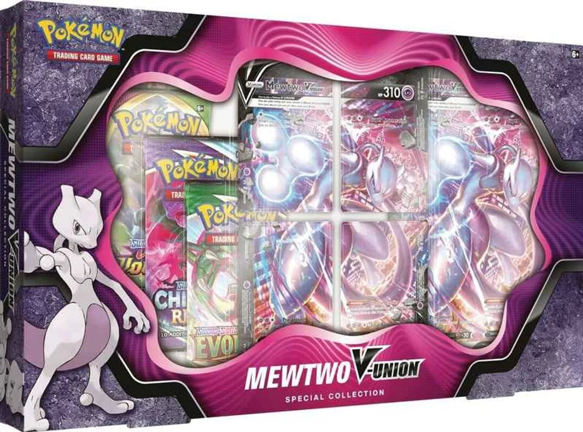 Pokemon TCG Mewtwo V Union Special Collection Box - 4 Premium Foil Cards & Exclusive Collectibles for Trading Card Game Players & Fans
