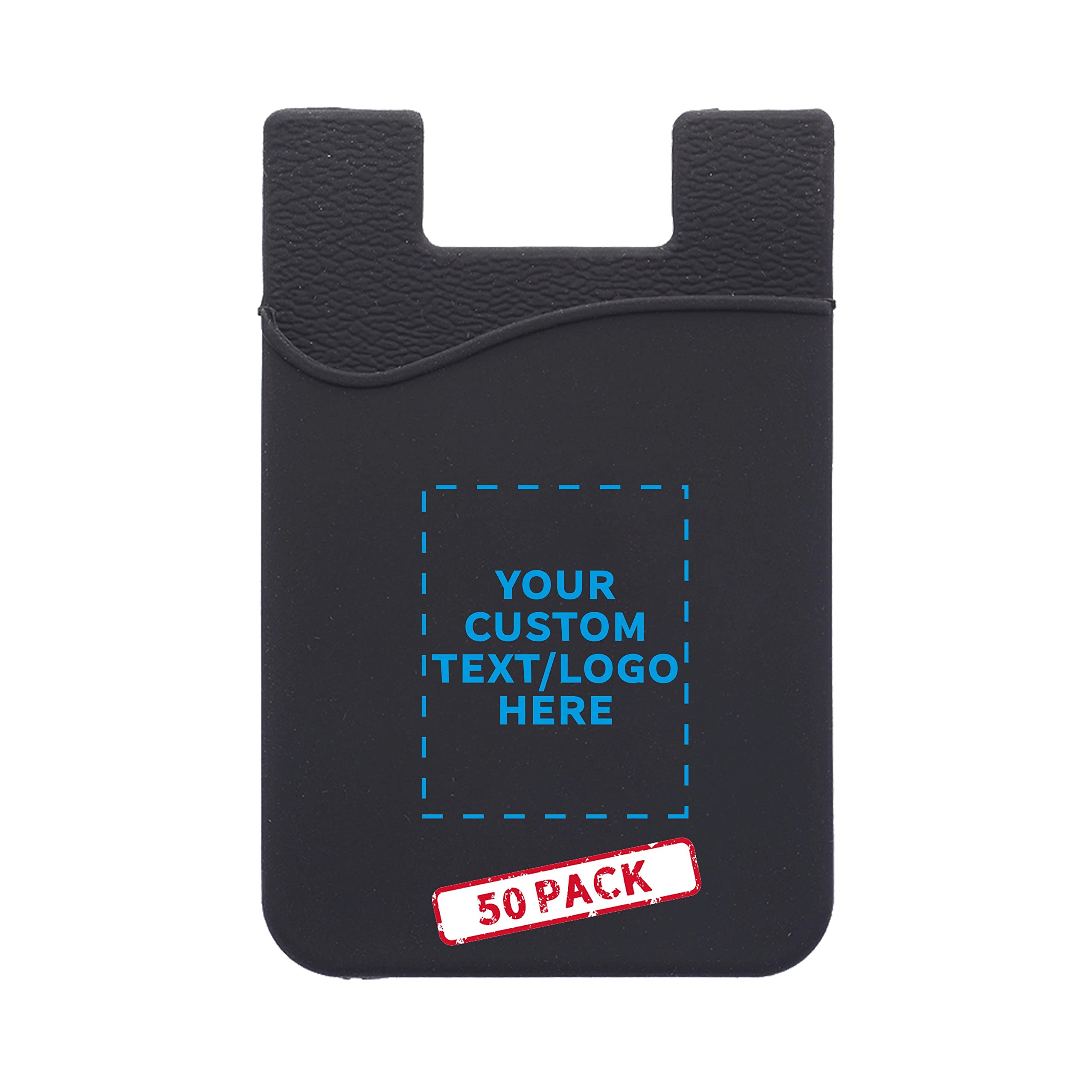 **Maya Basic Silicone Phone Wallets Set - Customizable Text & Logo - Strong Adhesive, Standard Size Card Holder - Black (50-Pack) - Perfect for Business Promotions, Events & Gifts**