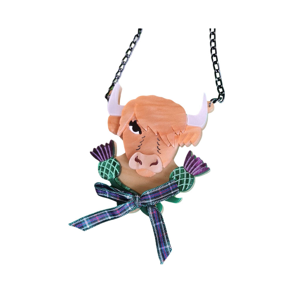 Bonnie The Highland Cow Necklace - Sterling Silver Pendant for Women - Handmade Scottish Jewelry by Cherryloco - Perfect Gift for Animal Lovers & Unique Fashion Accessory