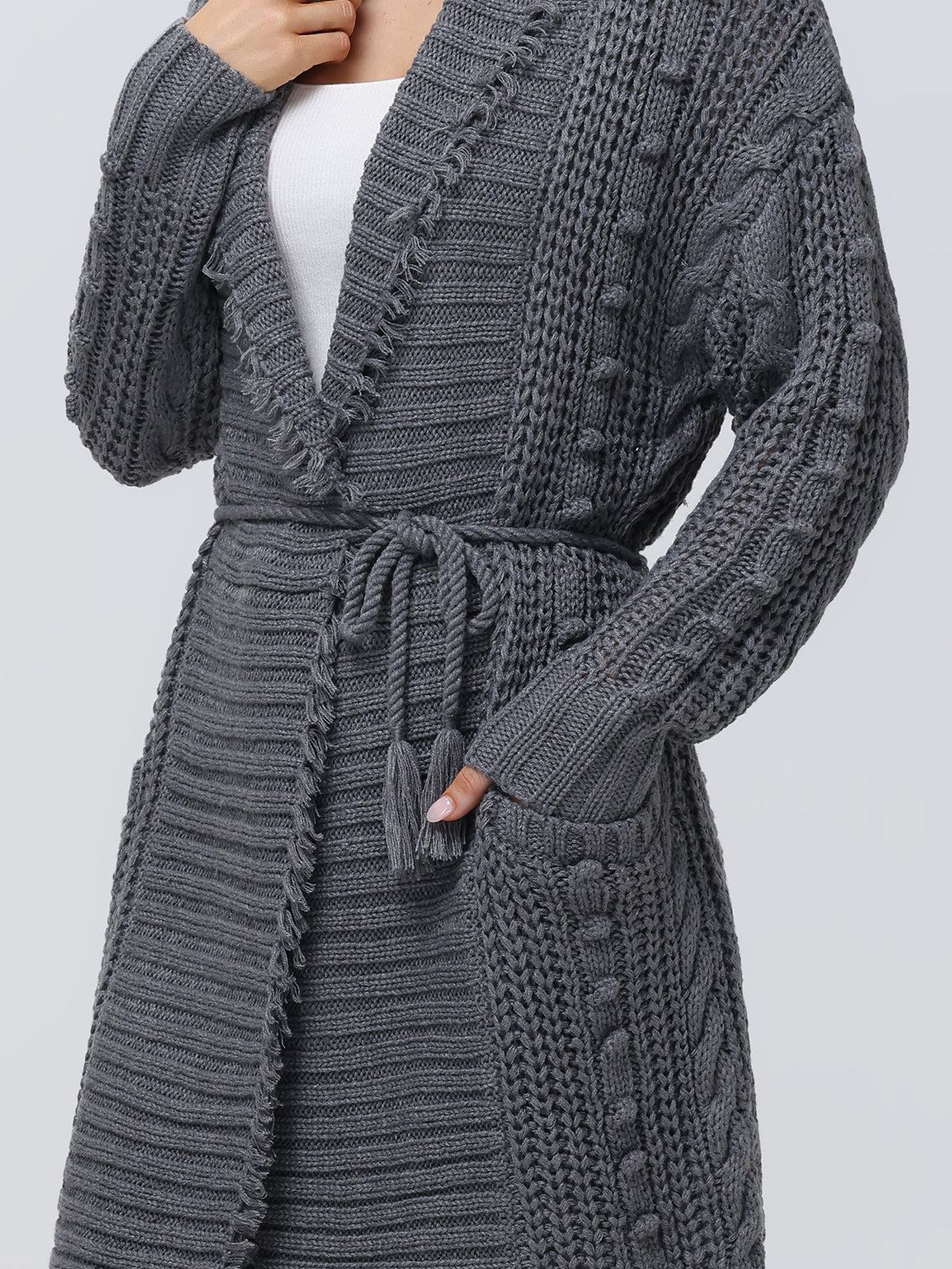 Penelope Women's Long Cable Knit Wrap Cardigan Sweater - Cozy Fall & Winter Layering for Office, Casual Outfits, and Date Nights