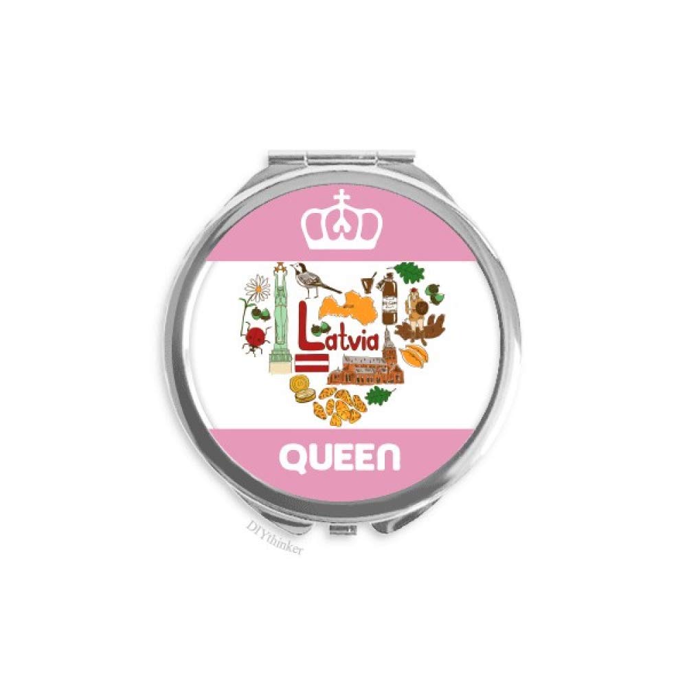 Latvia Love Heart Landscape National Flag Mini Double-Sided Portable Makeup Mirror - Compact Travel Mirror for Women, Girls, Handbag & Vanity Use