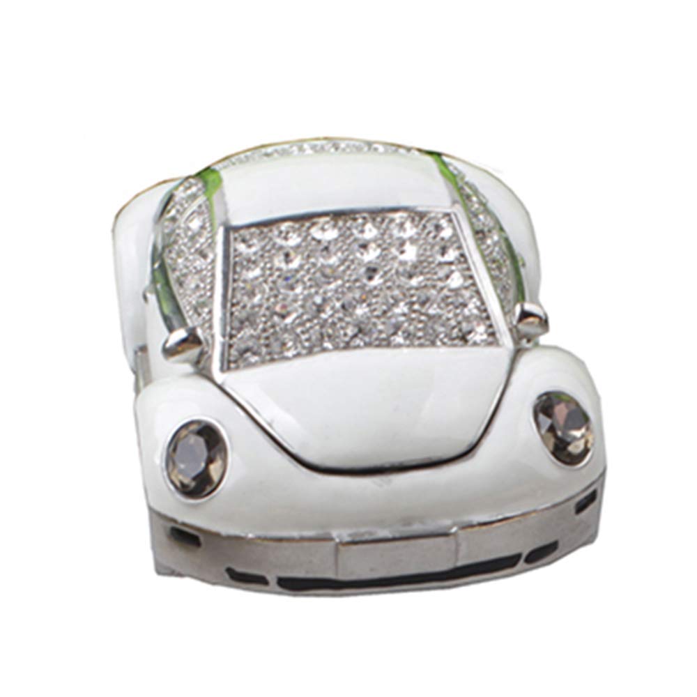 **Elegant Crystal Bejeweled Car Trinket Jewelry Box - Enameled Treasure Box for Car Decor, Novelty Gift (White) - Perfect for Organizing Jewelry, Keys & Small Accessories in Your Car**