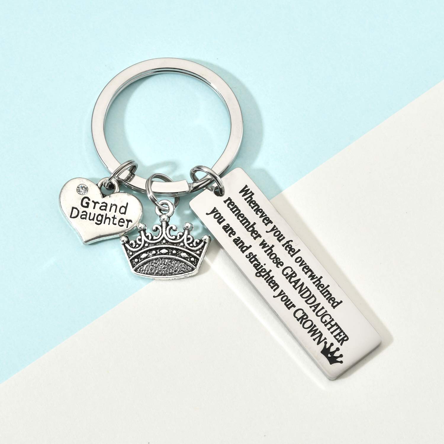 Vonluxy Personalized Stainless Steel Engraved Keychain - Inspirational Gift for Women, Mom, Granddaughter - Birthday, Anniversary, Graduation Present - Perfect for Daily Use, Travel & Keepsake