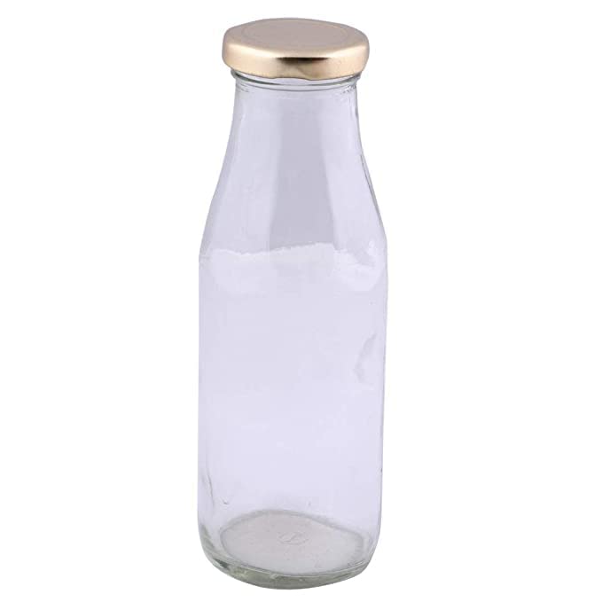 Glass Guru 500ml Airtight Glass Bottles for Milk, Juice & Shakes - Set of 4 Transparent Storage Containers | Perfect for Smoothies, Meal Prep & Refrigerator Organization