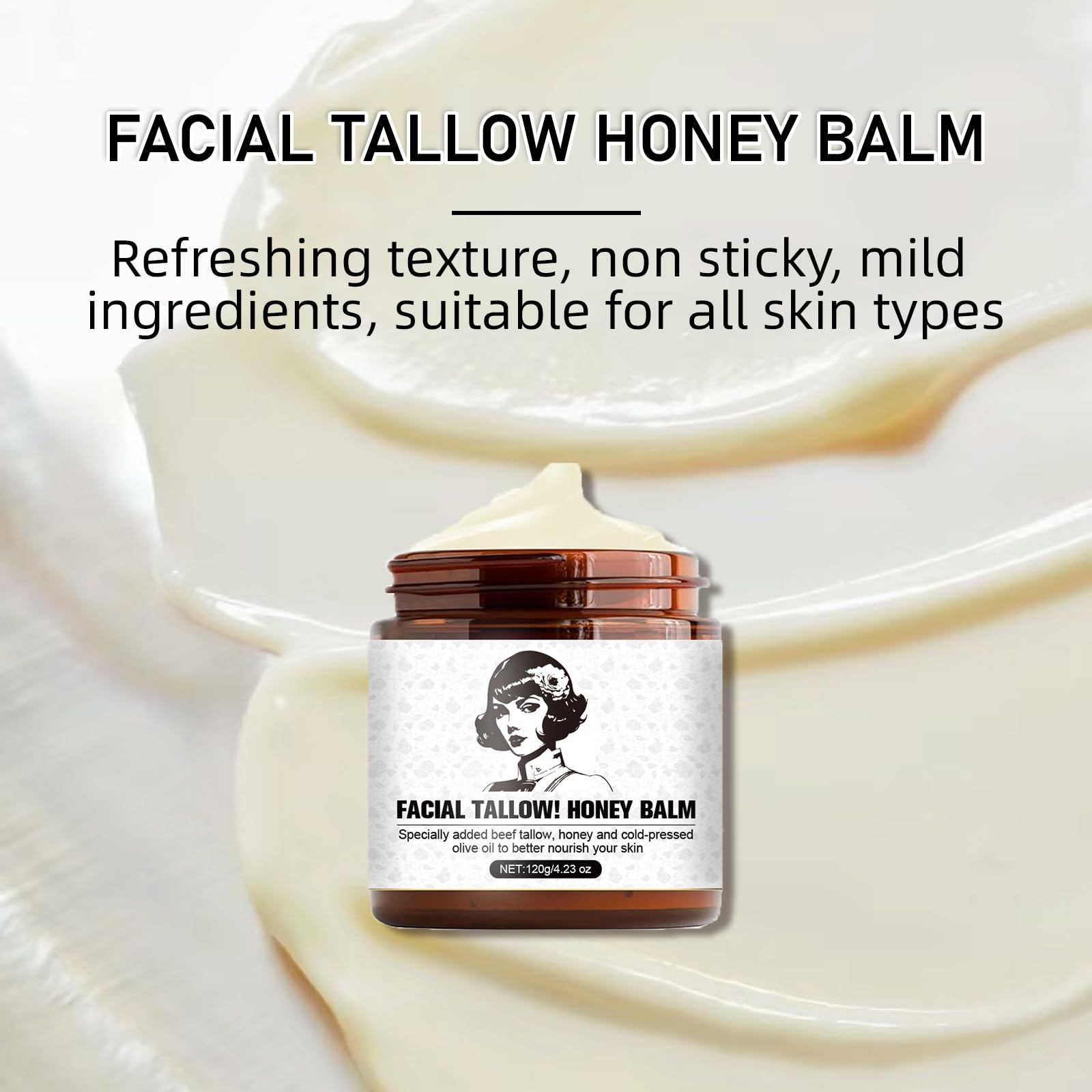 Organic Grass-Fed Beef Tallow with Rosehip Oil - Natural Moisturizer for Face & Body | Hydrating Skin Care Cream & Lotion Set | Perfect for Dry Skin, Eczema & Anti-Aging Routine