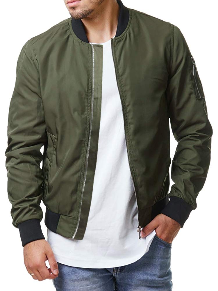 Enjoybuy Men's Slim Fit Bomber Jacket - Lightweight Varsity Windbreaker with Zip Up, Softshell Casual Sportswear for Spring | Perfect for Outdoor Activities, Daily Wear & Street Fashion