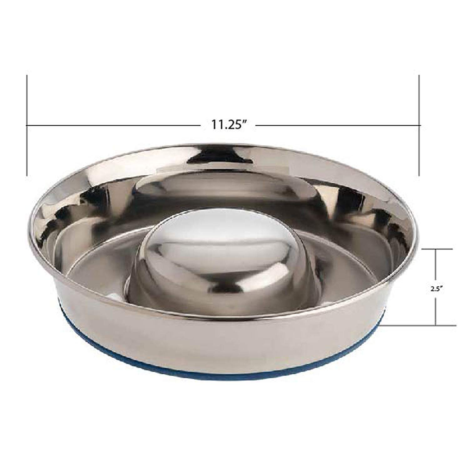 Premium Stainless Steel Slow Feed Dog Bowl for Large Dogs - Durable & Non-Slip Pet Food Bowl - Perfect for Fast Eaters, Mealtime Enrichment, and Portion Control - Silver (2040010302)