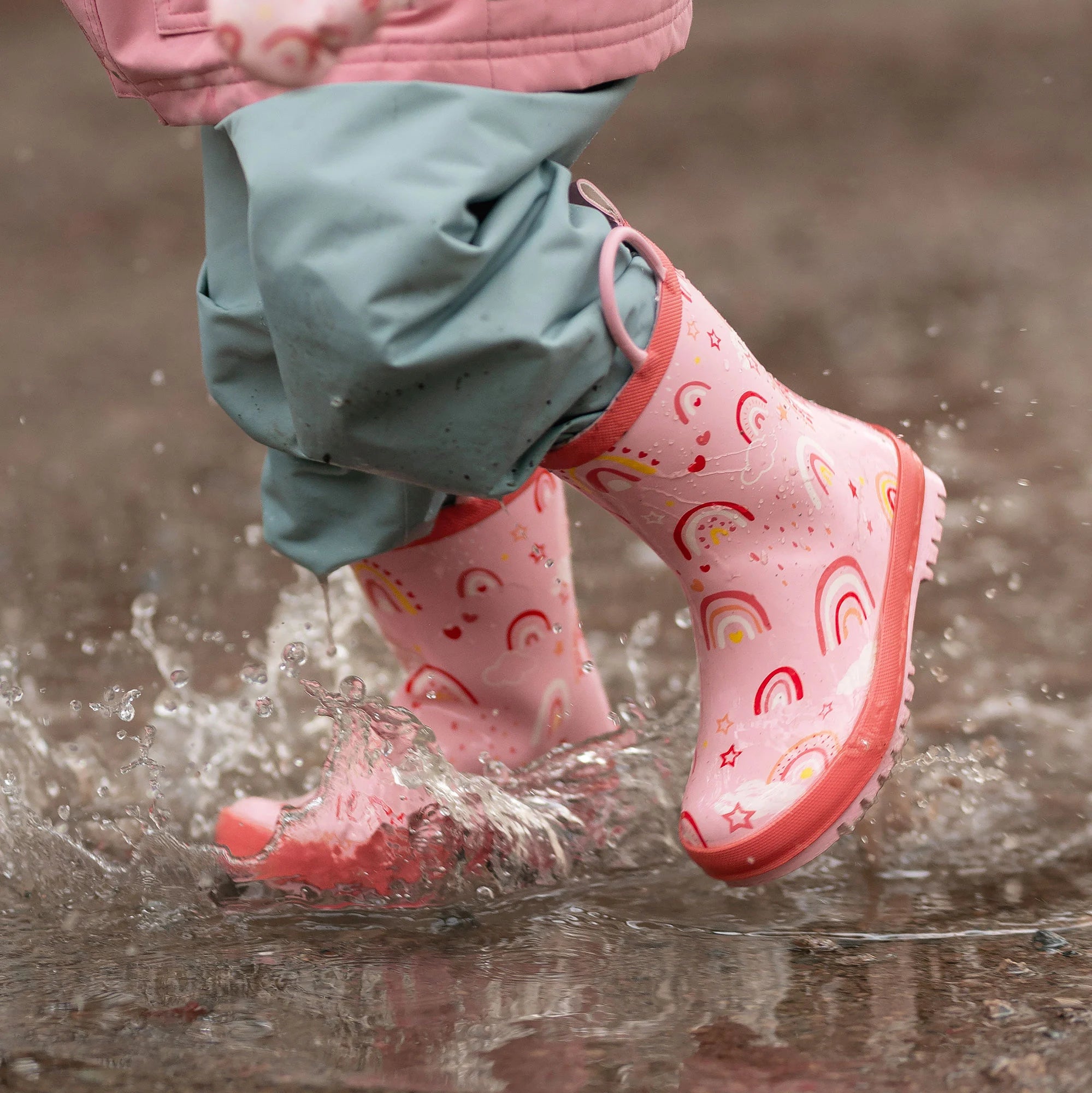 Jan & Jul Pink Rainbow Toddler Rain Boots - Waterproof Kids Rain Shoes for Girls & Boys - Perfect for Puddle Jumping, Outdoor Play & Spring Weather