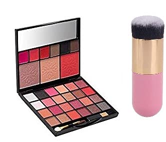 HUDA CRUSH BEAUTY Eyeshadow Palette with Brush Set - All-in-One Makeup Kit with Pigmented Eyeshadows & Pink Foundation Blending Brush for Face Makeup | Perfect for Professional Makeup Artists & Everyday Glam Looks