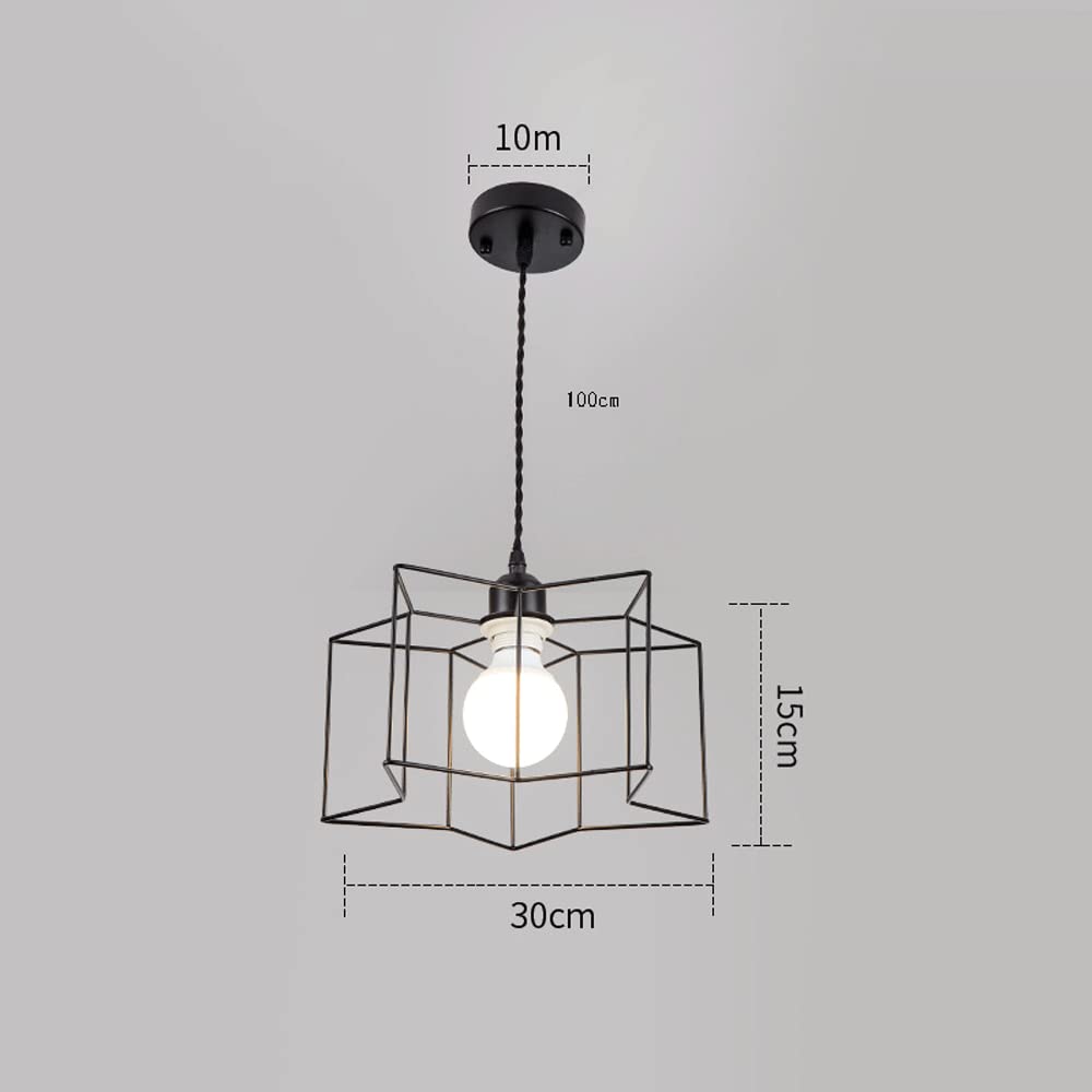Modern Hollow Iron Ceiling Pendant Light - Creative Five-Pointed Star Chandelier for Living Room & Dining Room - Black Decorative Hanging Lamp (Perfect for Bedroom, Kitchen Island, and Entryway Lighting)
