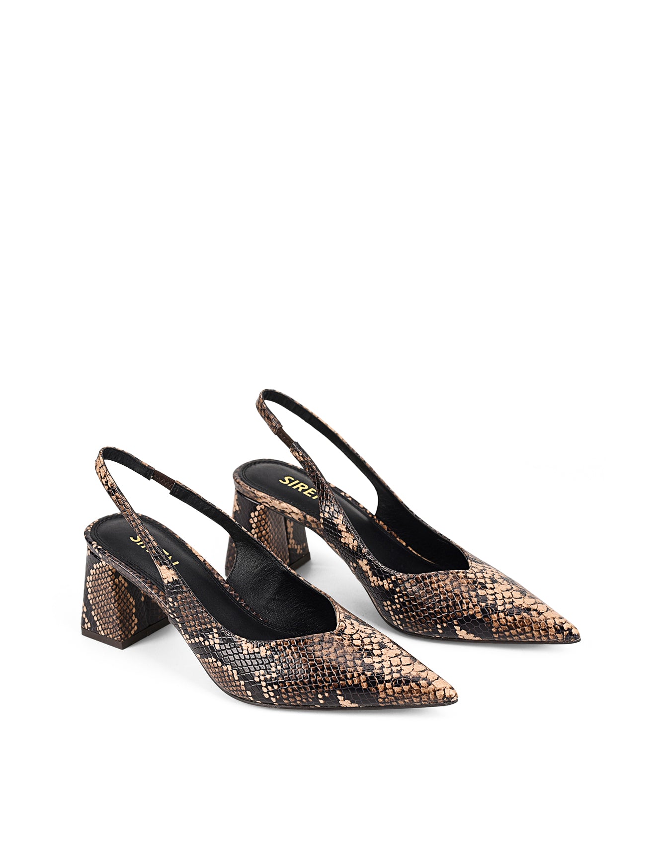 Yankee Slingback Block Heel Shoes - Brown Snake Leather Pumps for Women | Comfortable & Stylish for Office, Party & Date Night