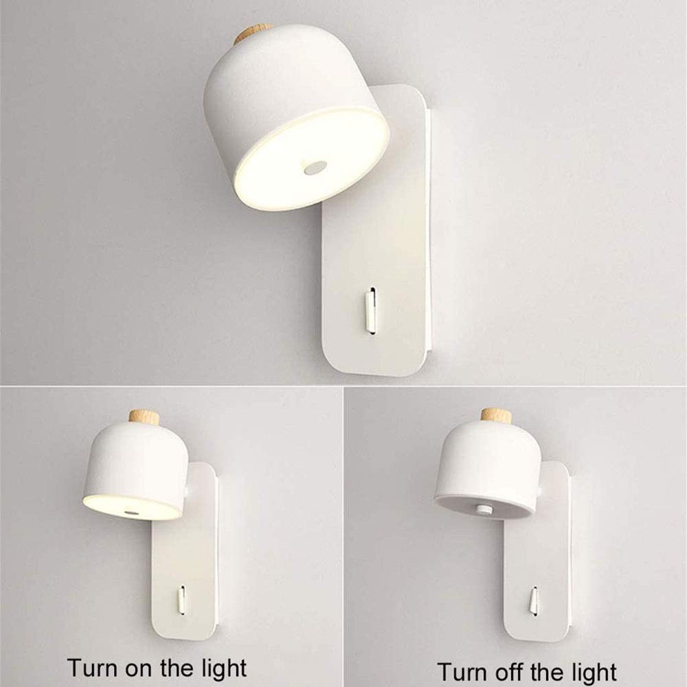 360° Rotating Wall Mounted Light - Modern Nordic Style Bedroom & Study Room Lamp with Switch, Adjustable Reading Light for Home Interior Decor