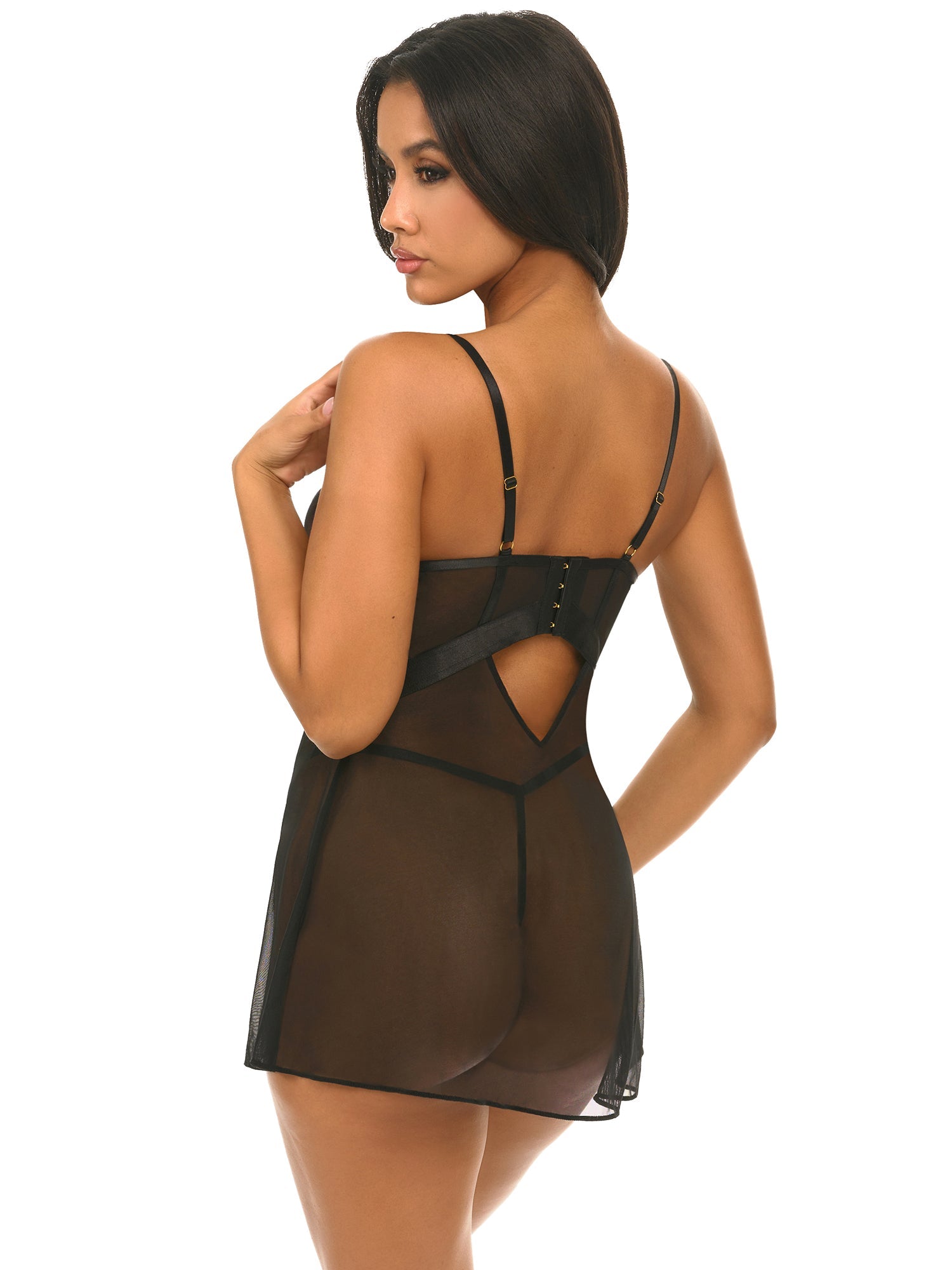 Leanna Sheer Babydoll Lingerie - Sexy Sheer Mesh Nightgown for Women, Romantic Sleepwear & Loungewear - Perfect for Valentine's Day, Honeymoon & Special Occasions