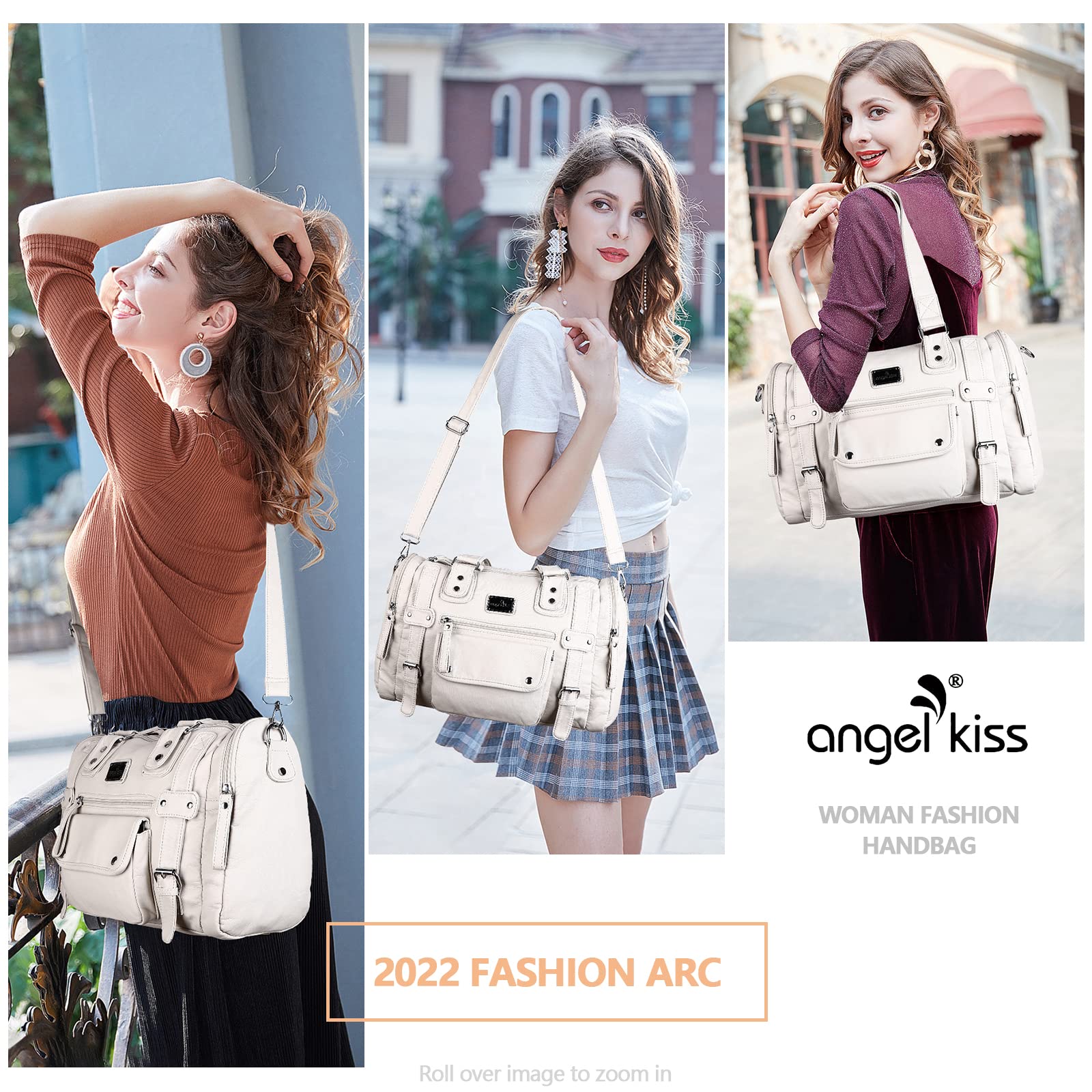 Angelkiss Women's Soft Leather Purses - Stylish Hobo Bags, Satchel Shoulder Bags & Tote Crossbody Bags for Work, Travel & Everyday Use