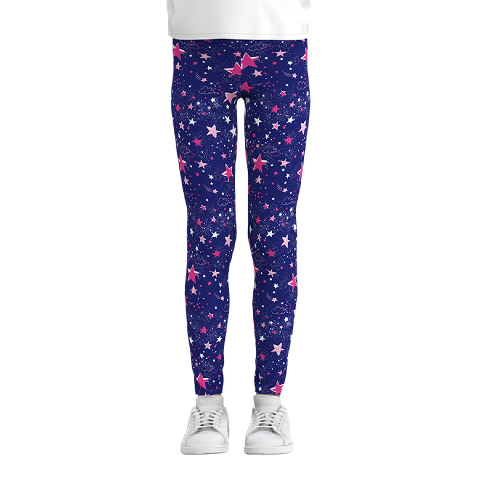 FEESHOW Girls' Athletic Leggings - Stretchy Full-Length Yoga Pants with Cute Cartoon Prints for Gymnastics, Dance, Workout & Everyday Wear