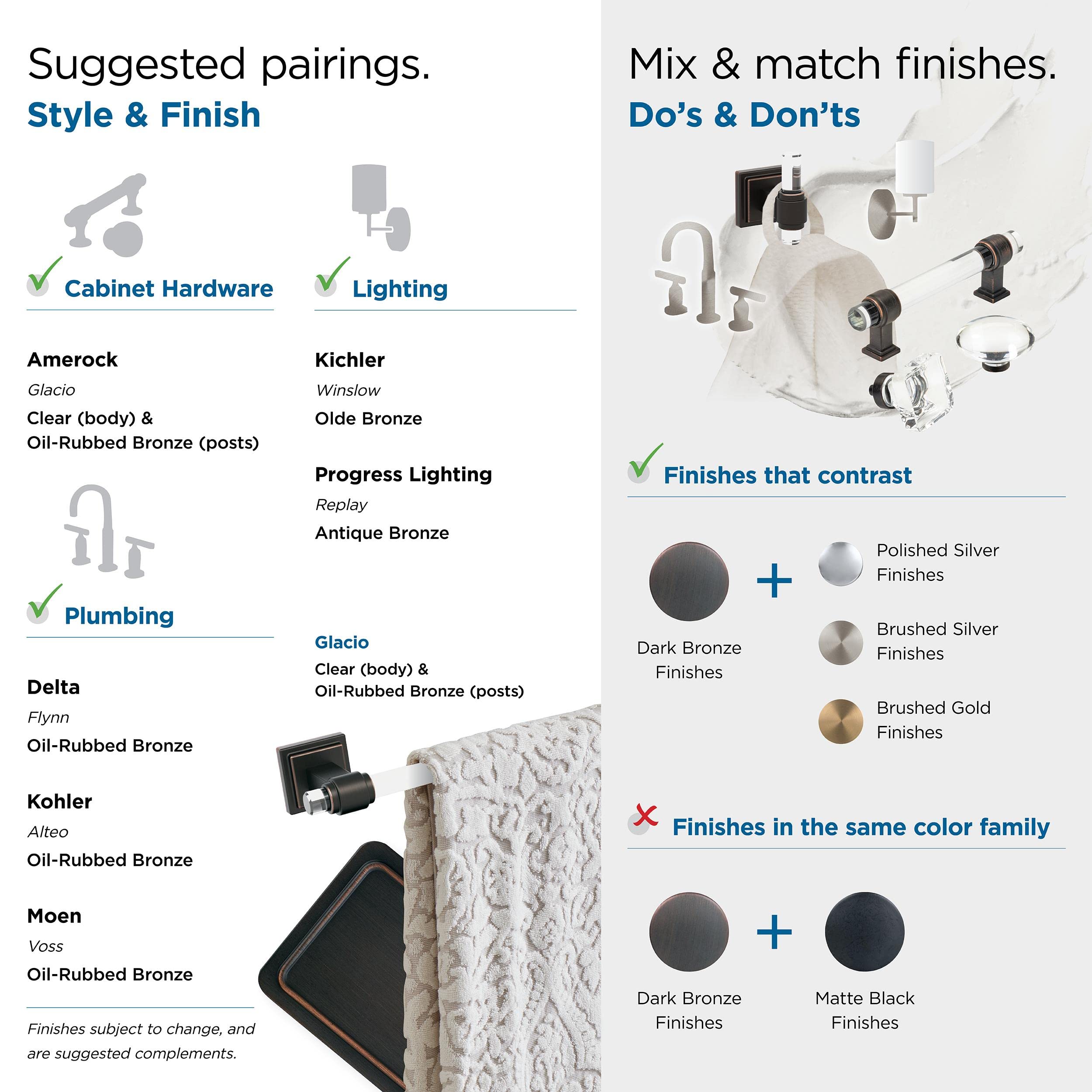 Amerock Glacio 24-Inch Towel Bar Set - Oil-Rubbed Bronze & Clear Finish - 3-Piece Bathroom Accessory Kit for Modern & Traditional Bathrooms