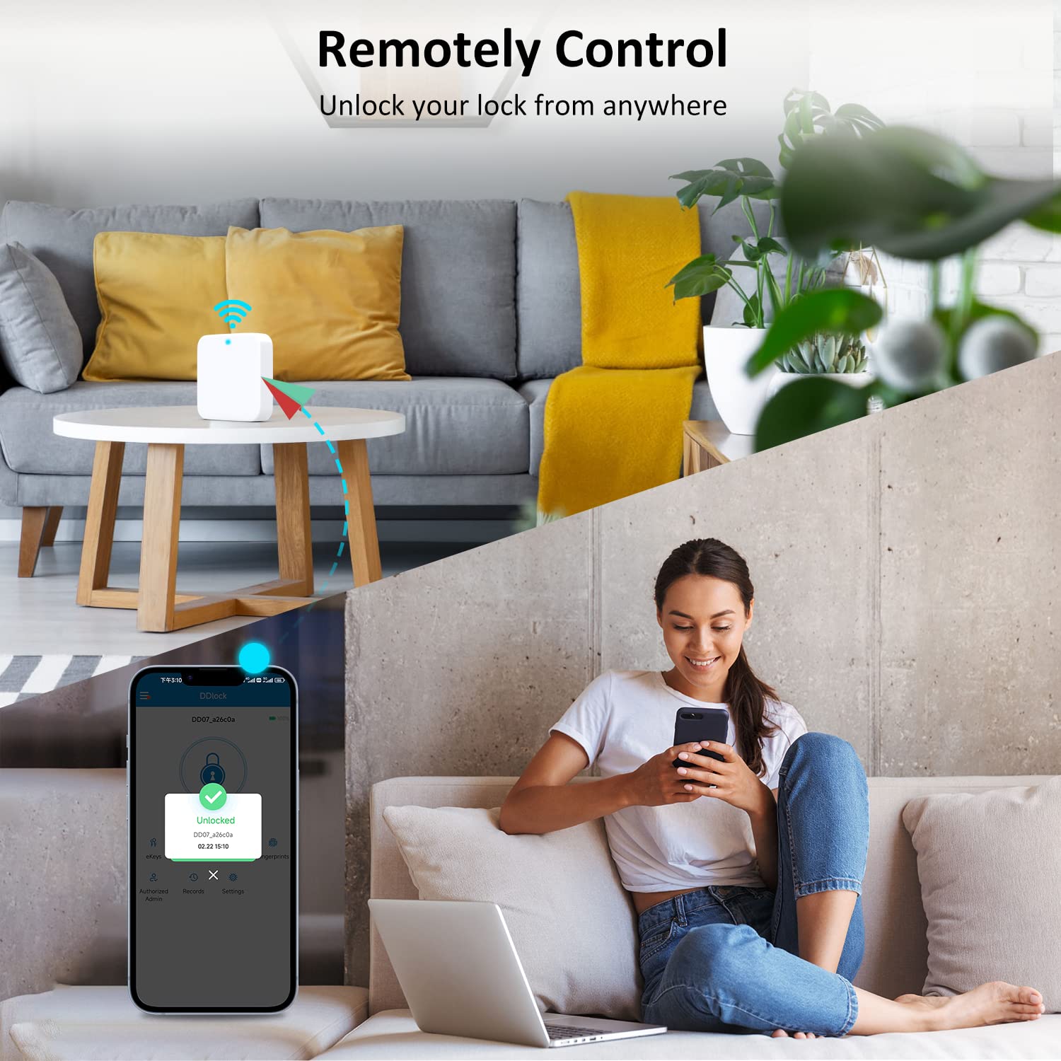 Zowill WiFi Smart Lock - Keyless Entry Door Lock with APP Control, Touchscreen Keypad, Auto-Lock Smart Deadbolt for Front Door - Home Security & Smart Home Automation (Includes G2 Gateway) - Perfect for Vacation Homes, Rentals & Smart Home Integration