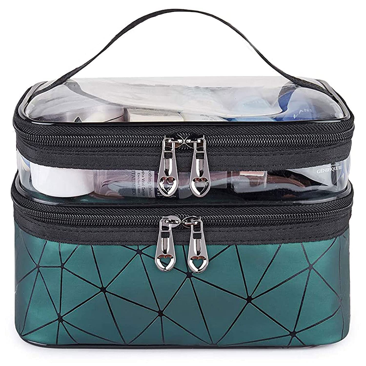 Koyet Double Layer Travel Makeup Bag - Waterproof Cosmetic Organizer & Toiletry Case for Women (Multi Color) | Perfect for Air Travel, Gym, Beach & Daily Essentials Storage