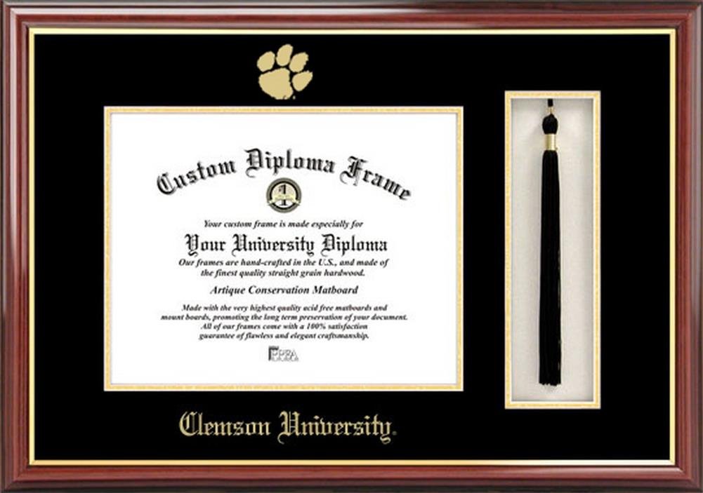 Clemson University Graduation Tassel Box and Diploma Frame Set - Perfect for Displaying Diplomas & Memorabilia in Home or Office