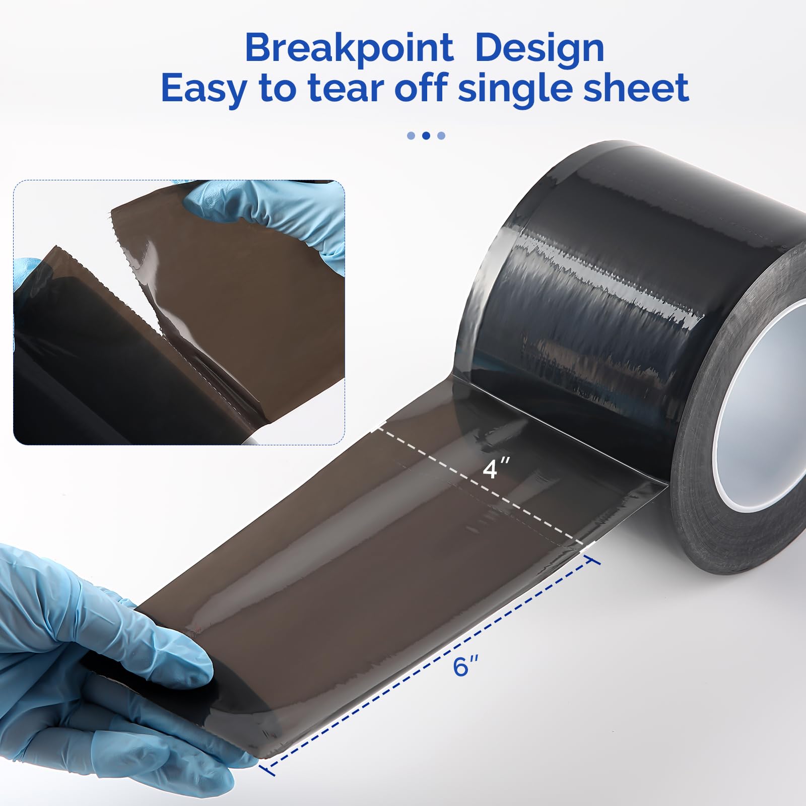 JMU Black Barrier Film 12 Rolls - 4 x 6 Inch Dental Medical Tattoo Tape (1200 Sheets/Roll) - Waterproof Adhesive Protection for Tattoo Aftercare, Dental Procedures & Wound Care