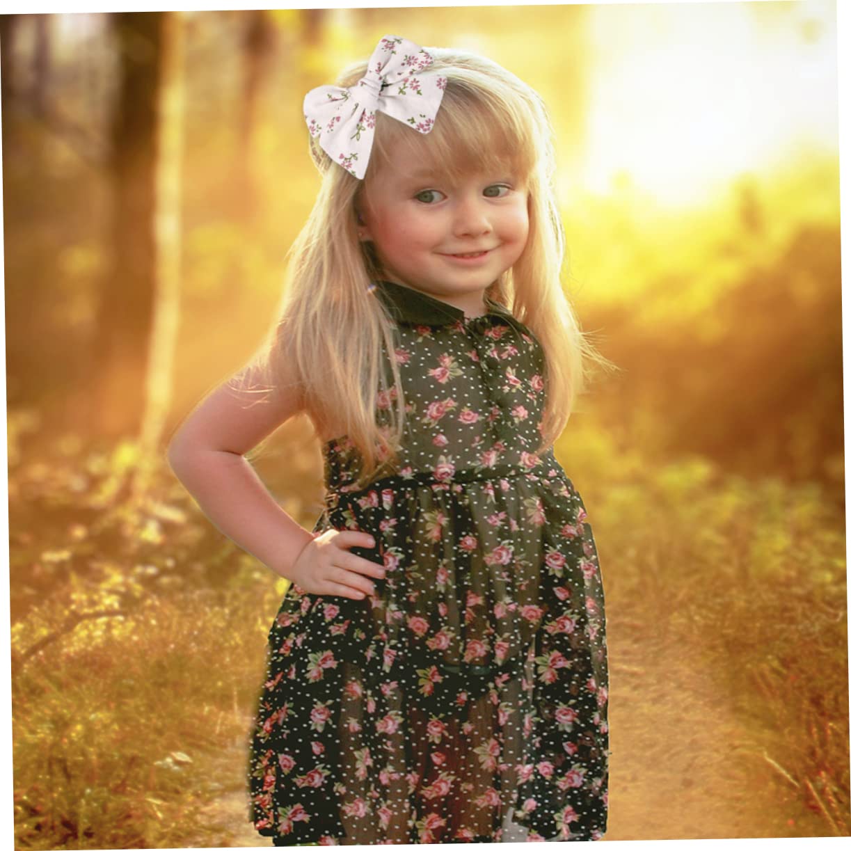 iFundom 5 Sets Floral Print Hair Bows for Girls - Baby Hair Ties, Bands & Clips (20pcs x 5) - Perfect for Parties, School & Photo Shoots