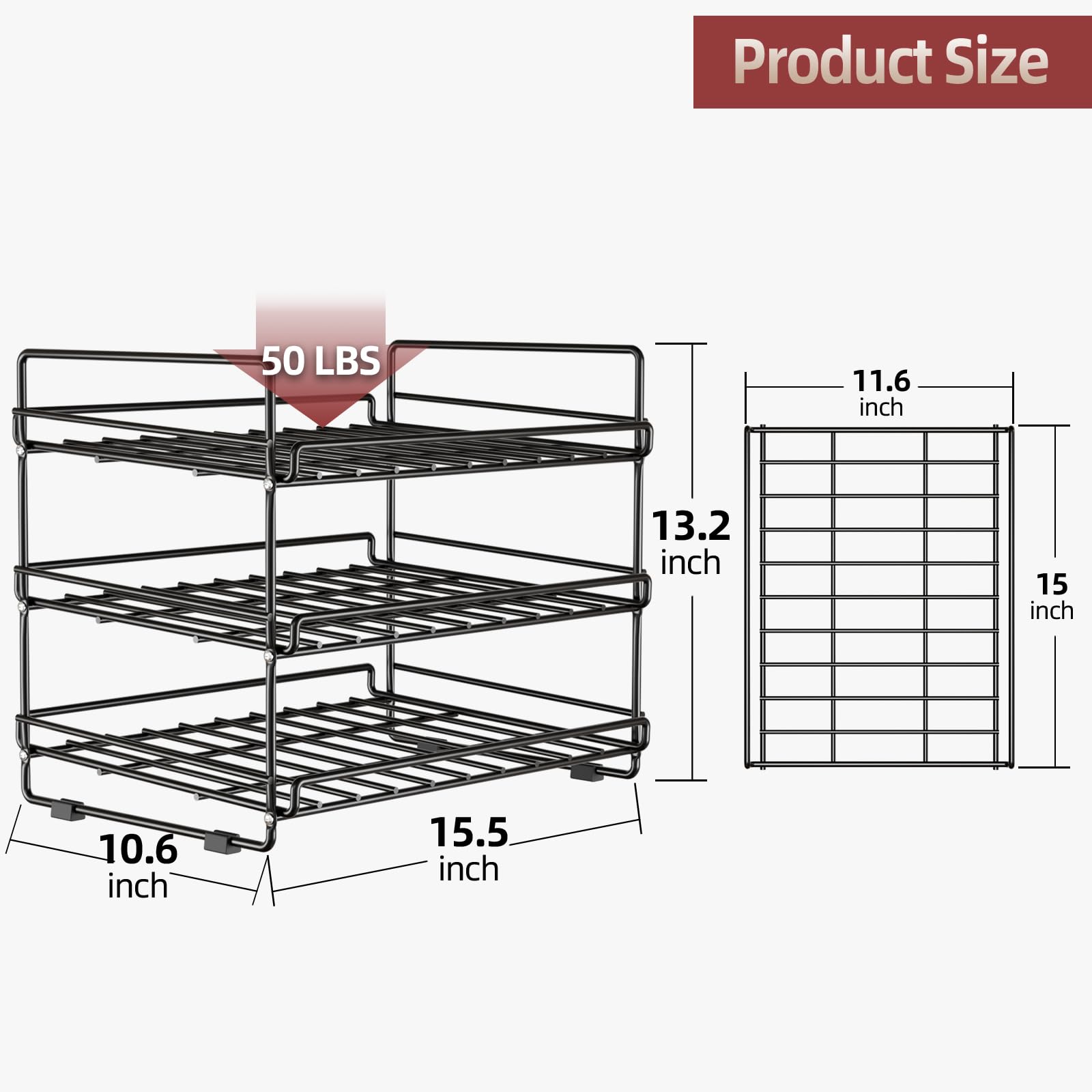 SUFAUY 3-Tier Can Organizer - Space-Saving Kitchen Pantry Storage Rack for Canned Food | Holds 36 Cans | Cabinet & Countertop Organization | Perfect for Small Kitchens & Pantries (Black)