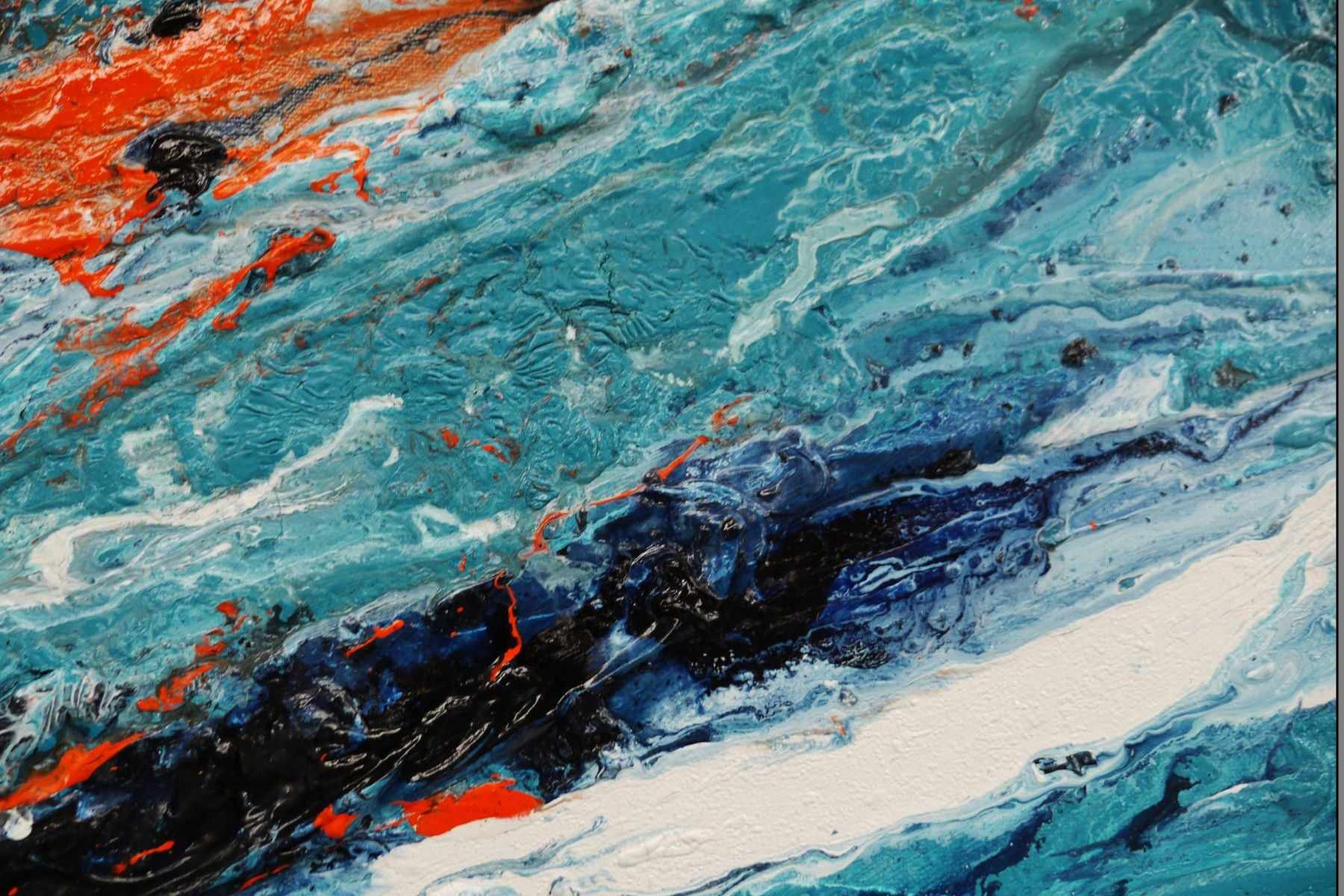 Jungle Rush 190cm x 100cm Blue Orange Textured Abstract Canvas Art - Modern Wall Decor for Living Room, Bedroom & Office