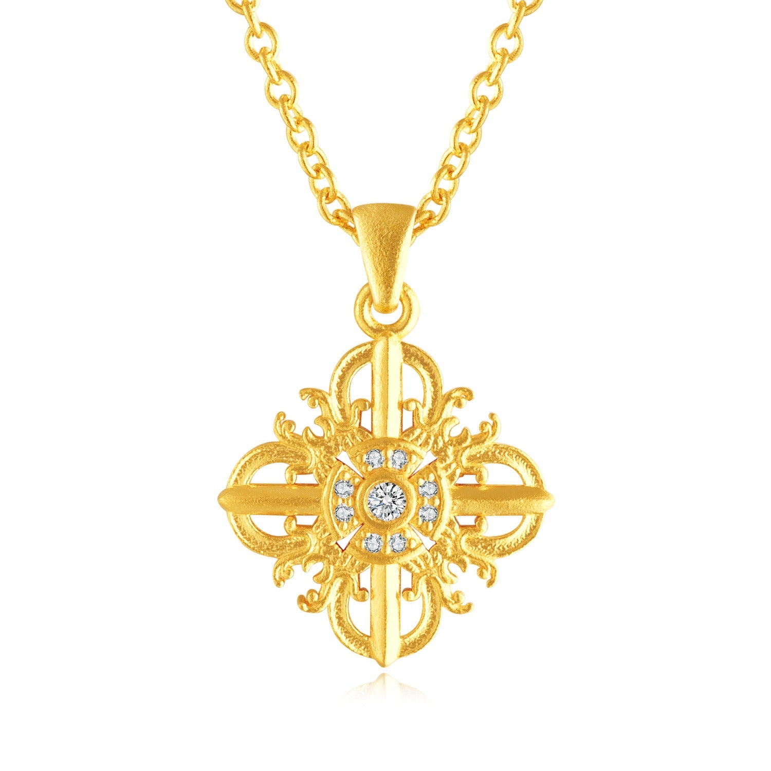 24K Gold Diamond Necklace for Women - Elegant & Luxurious Jewelry Gift for Anniversary, Wedding, or Special Occasions