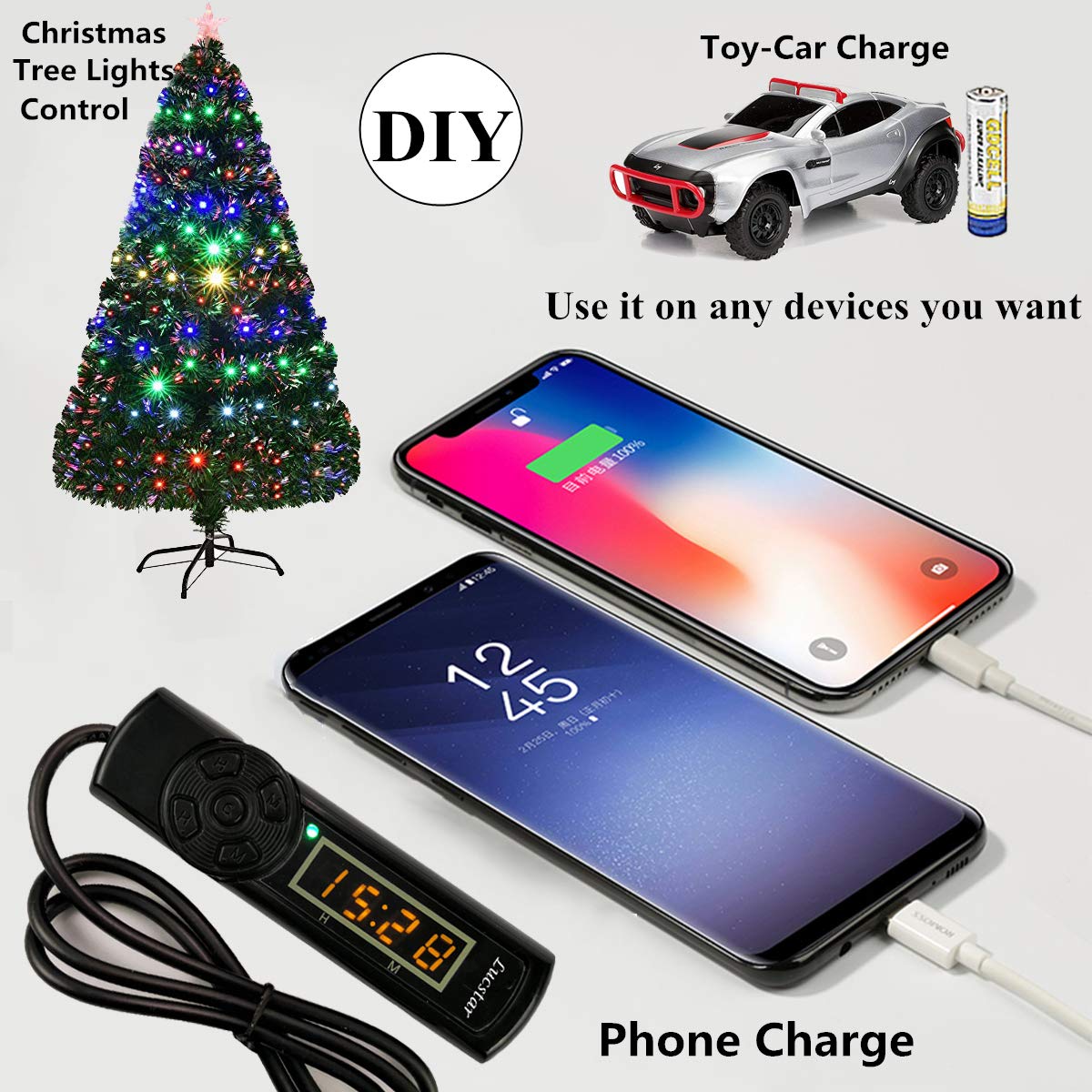 Lucstar USB Timer Charging Controller - Smart Power Outlet for Phones, Tablets, Cameras & Home Appliances | Auto On/Off Scheduling | Energy Saving & Device Protection | Perfect for Travel, Office & Smart Home Use