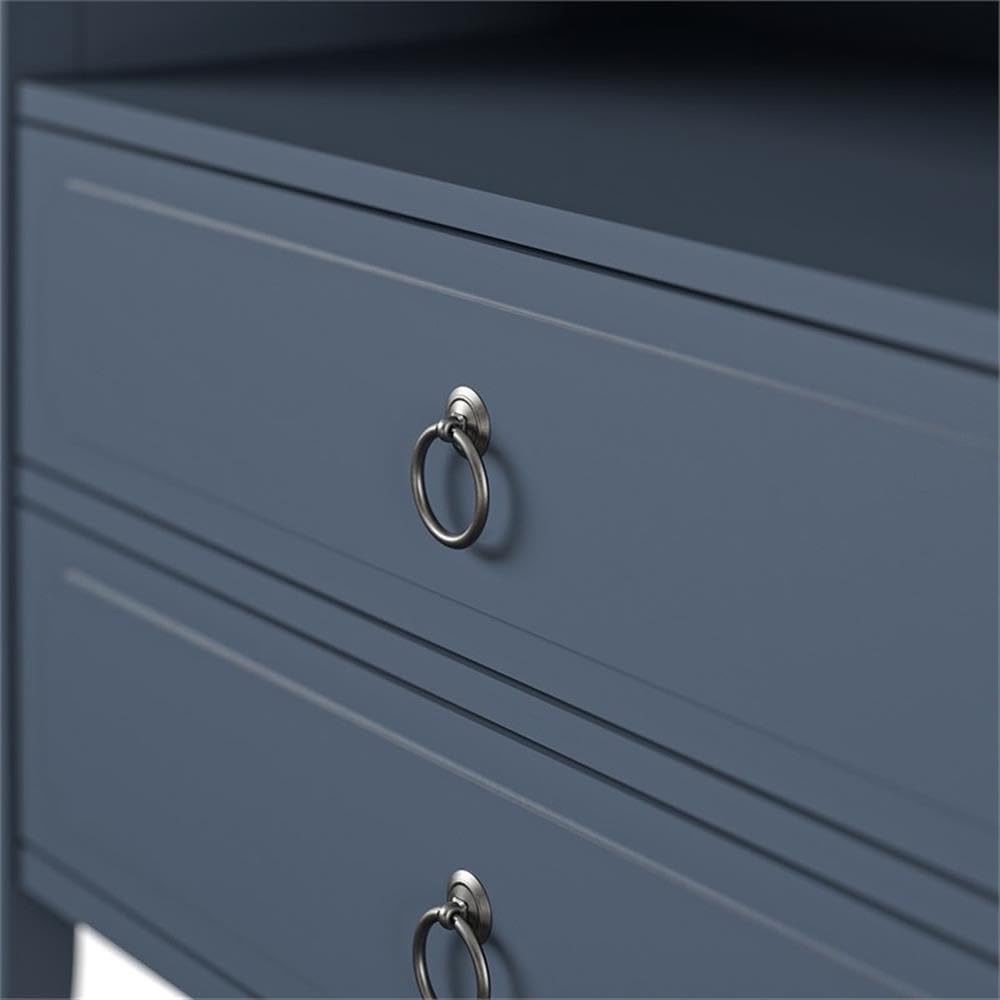 Novogratz Her Majesty 2-Drawer Nightstand in Blue - Stylish Bedside Table for Small Spaces, Modern Bedroom Decor, Apartment Living