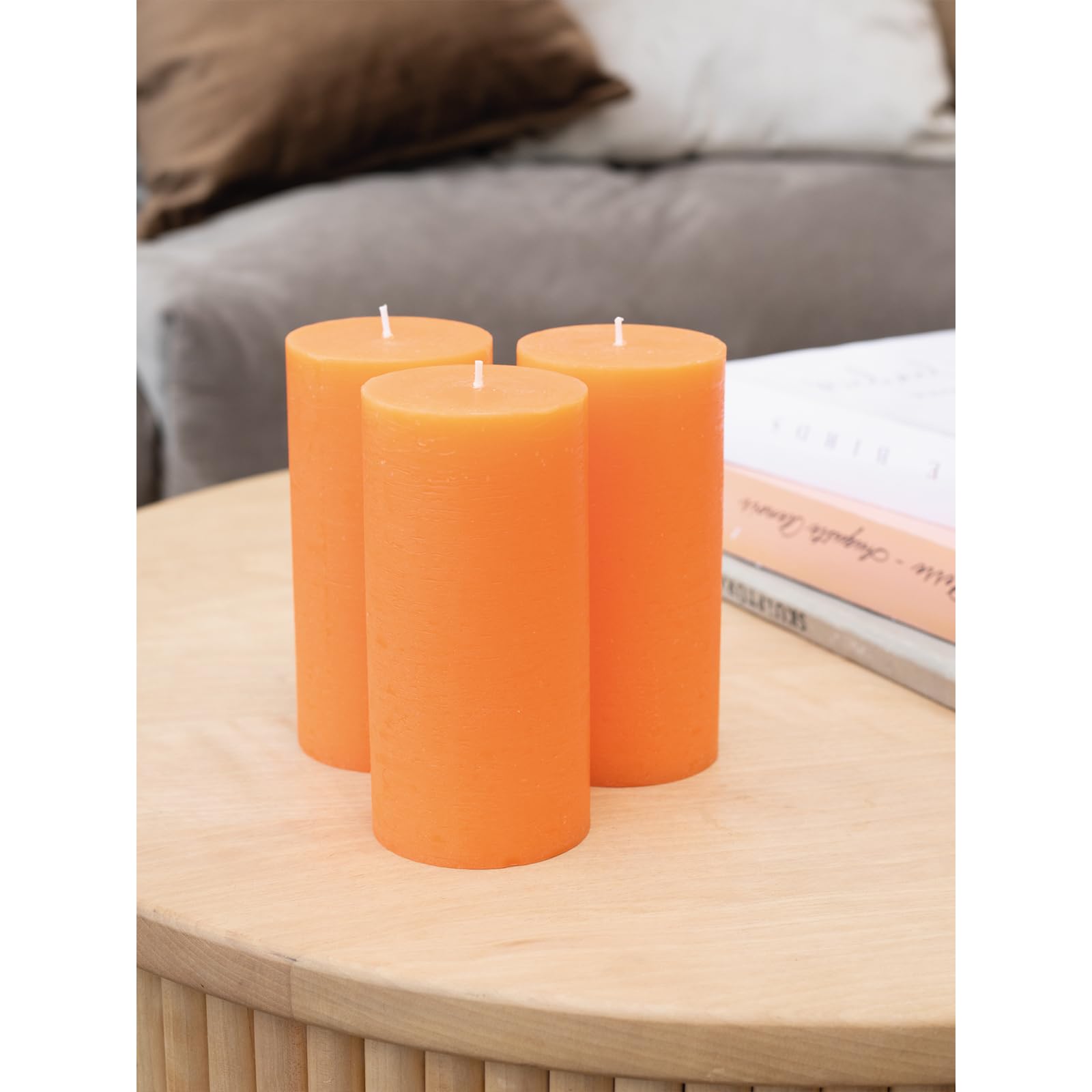 Large 3x6 Inch Pillar Candles - Set of 3 Unscented Dripless for Weddings & Home Decor