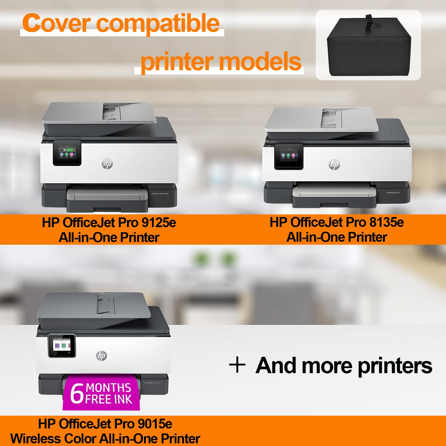Premium Heavy Duty Waterproof Dustproof Anti-Static Printer Cover for HP OfficeJet Pro 9125e/8135e/9015e All-in-One Printers (19.3
