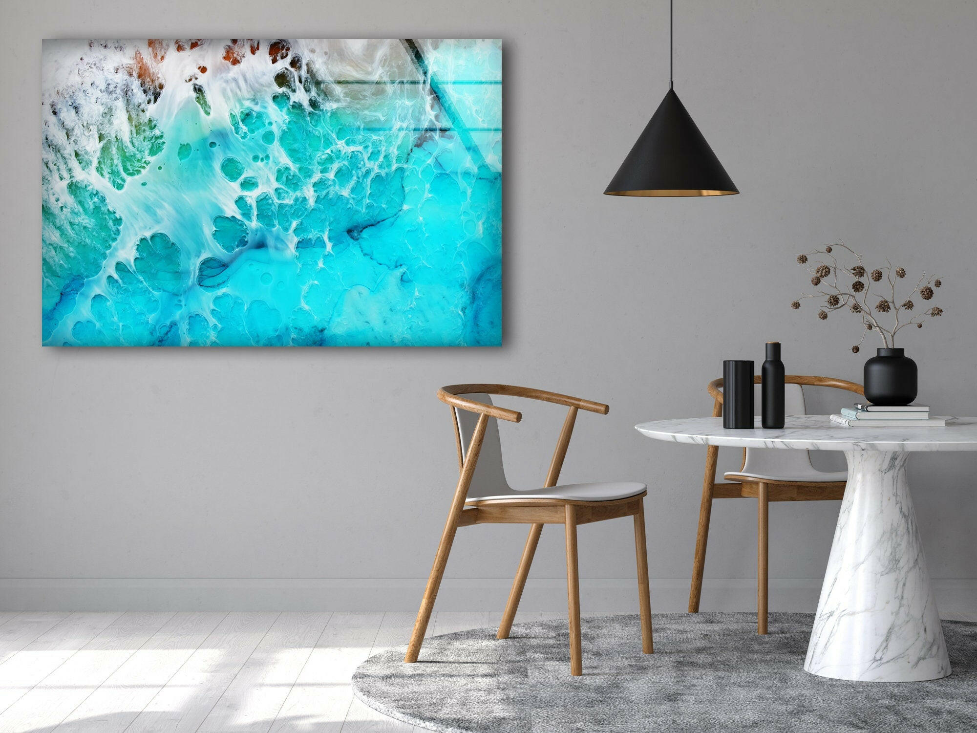 Stunning Ocean Aerial View Glass Wall Art - Modern Coastal Home Decor for Living Room, Bedroom & Office