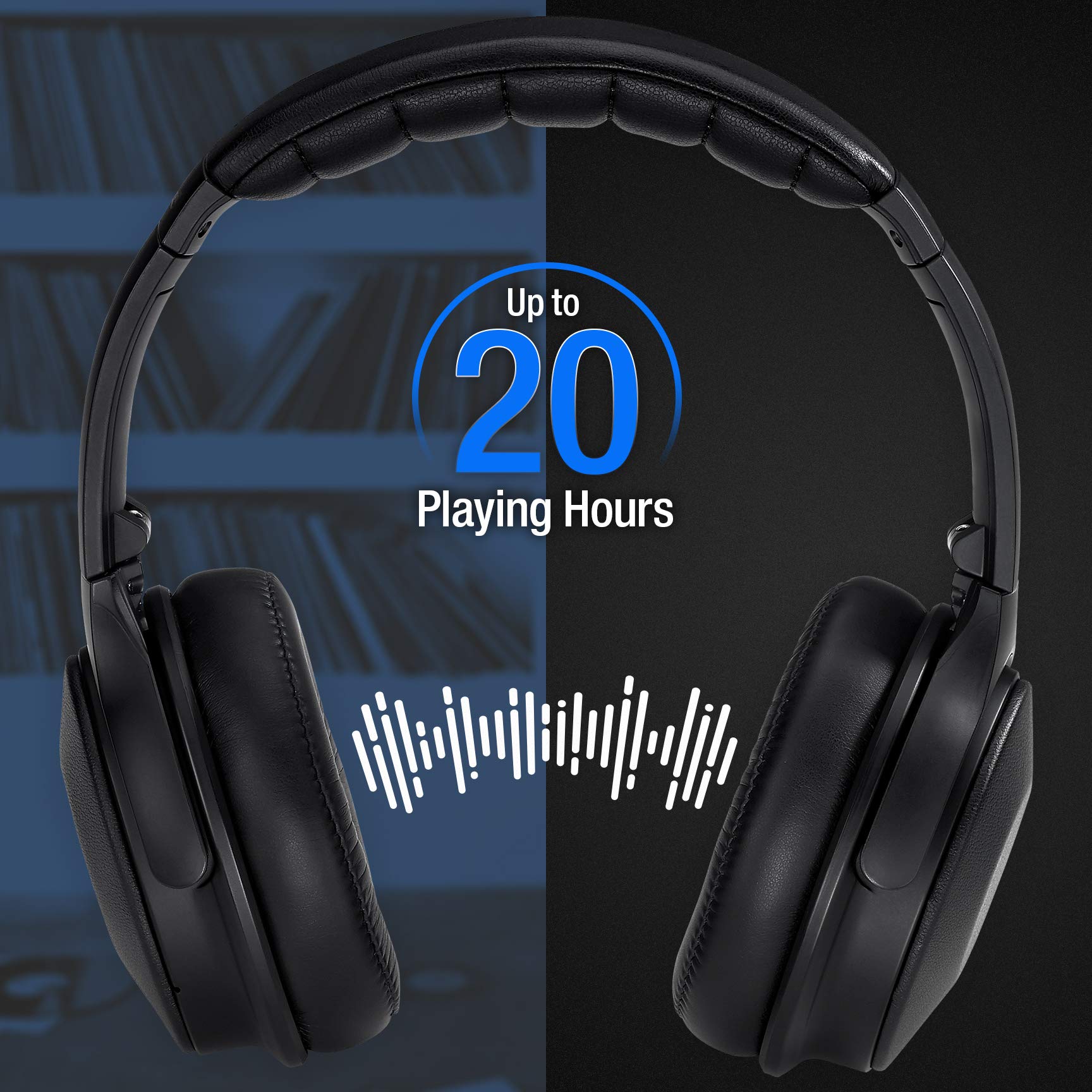 Rosewill Active Noise Cancelling Wireless Bluetooth Headphones - ANC Over Ear Headset with Long Battery Life, Hi-Fi Sound for Travel, Work & Gaming | Perfect for Commuting, Office & Home Entertainment