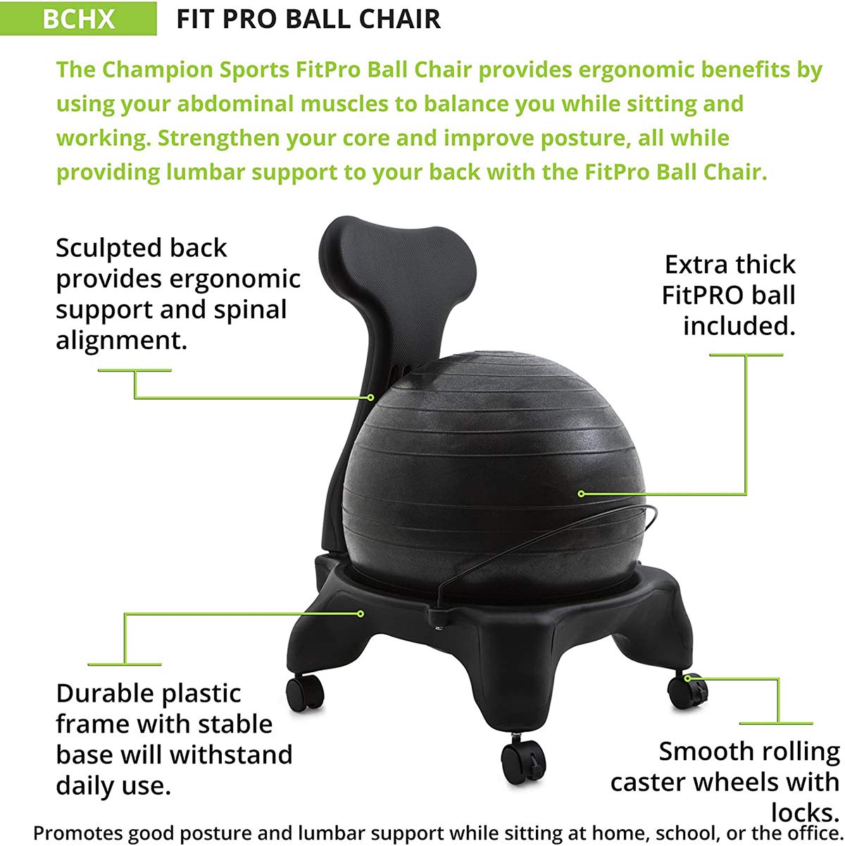 RSTJ-Sjap Balance Ball Chair - Ergonomic Yoga Ball Chair for Home & Office, Includes Air Pump - Perfect for Active Sitting, Core Workouts, and Posture Improvement