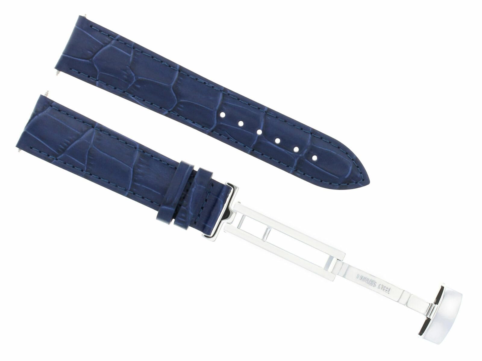 18mm Genuine Leather Watch Band Strap - Compatible with Maurice Lacroix Les Classiques - Blue Deployment Clasp Replacement Strap for Men | Perfect for Business, Casual & Formal Occasions