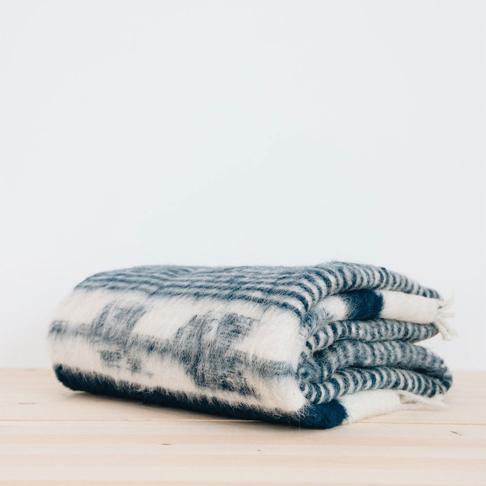 Hand Loomed Indigo Blue Cotton Throw Blanket - Soft & Cozy for Bed, Sofa & Outdoor Use