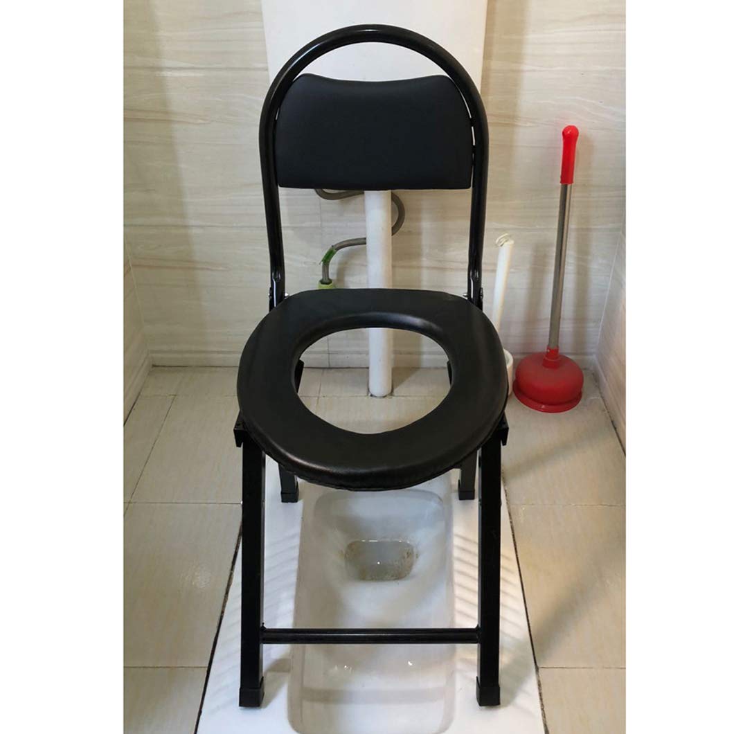 Heavy-Duty Folding Commode Chair with Seat - Portable Steel Toilet Stool for Elderly, Seniors & Handicapped Adults - Lightweight Medical Bathroom Aid for Home & Hospital Use