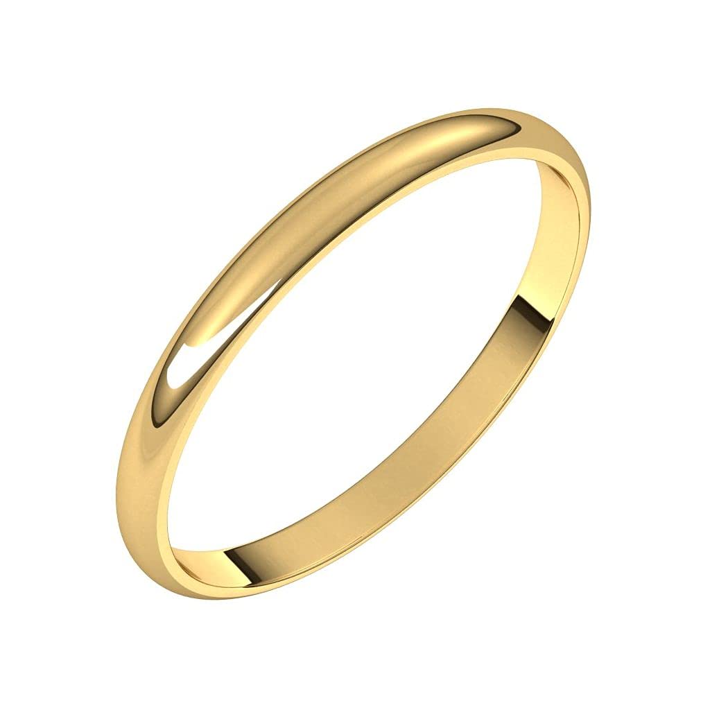 14K Yellow Gold Half Round 2mm Ultra Lightweight Band Ring for Women - Size 4-9 - Perfect for Everyday Wear, Anniversary Gifts & Special Occasions