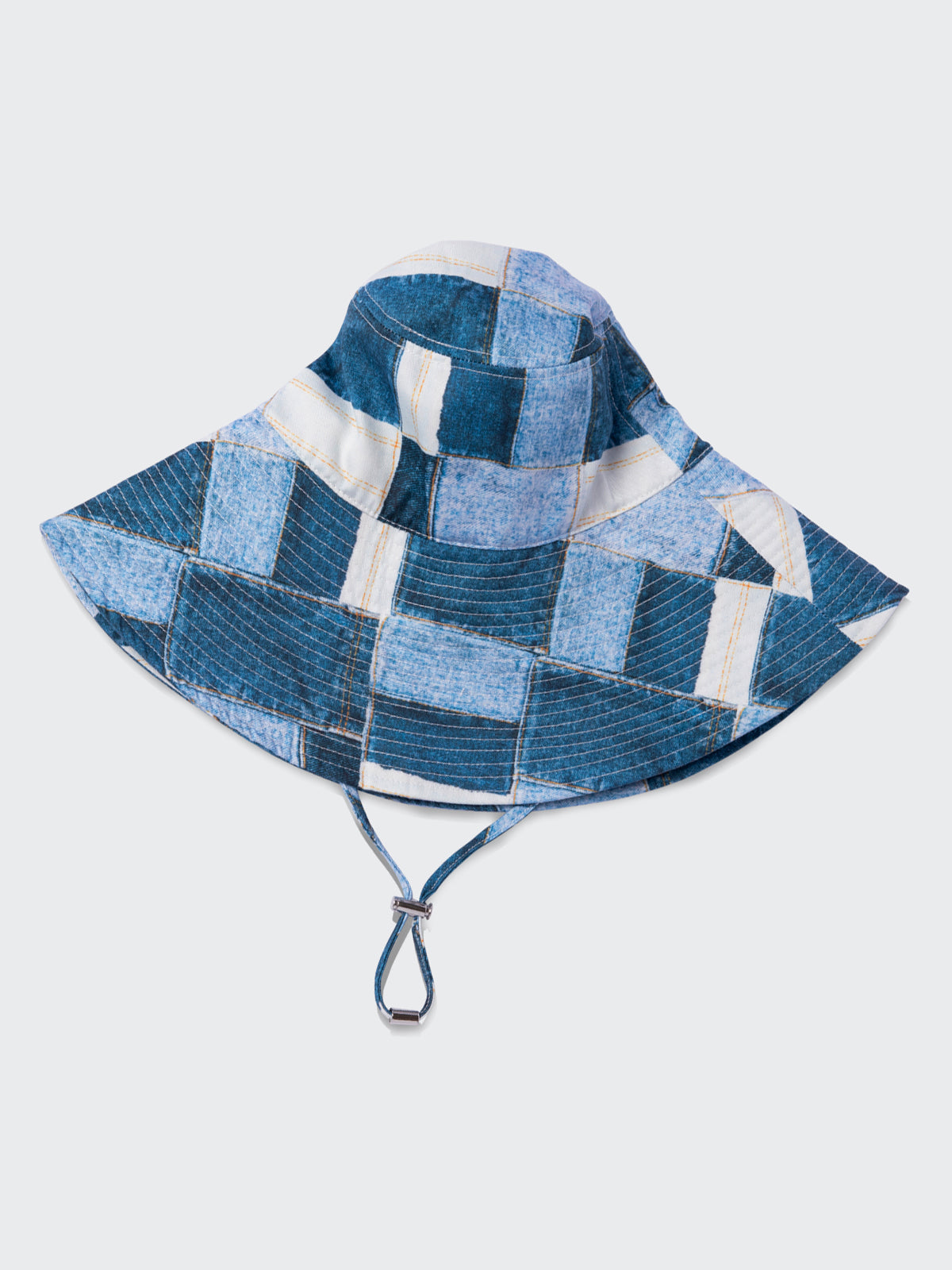 Barriére Denim Print Sun Hat for Women - UV Protection Wide Brim Floppy Beach Hat for Summer Outdoor Activities, Travel, and Gardening