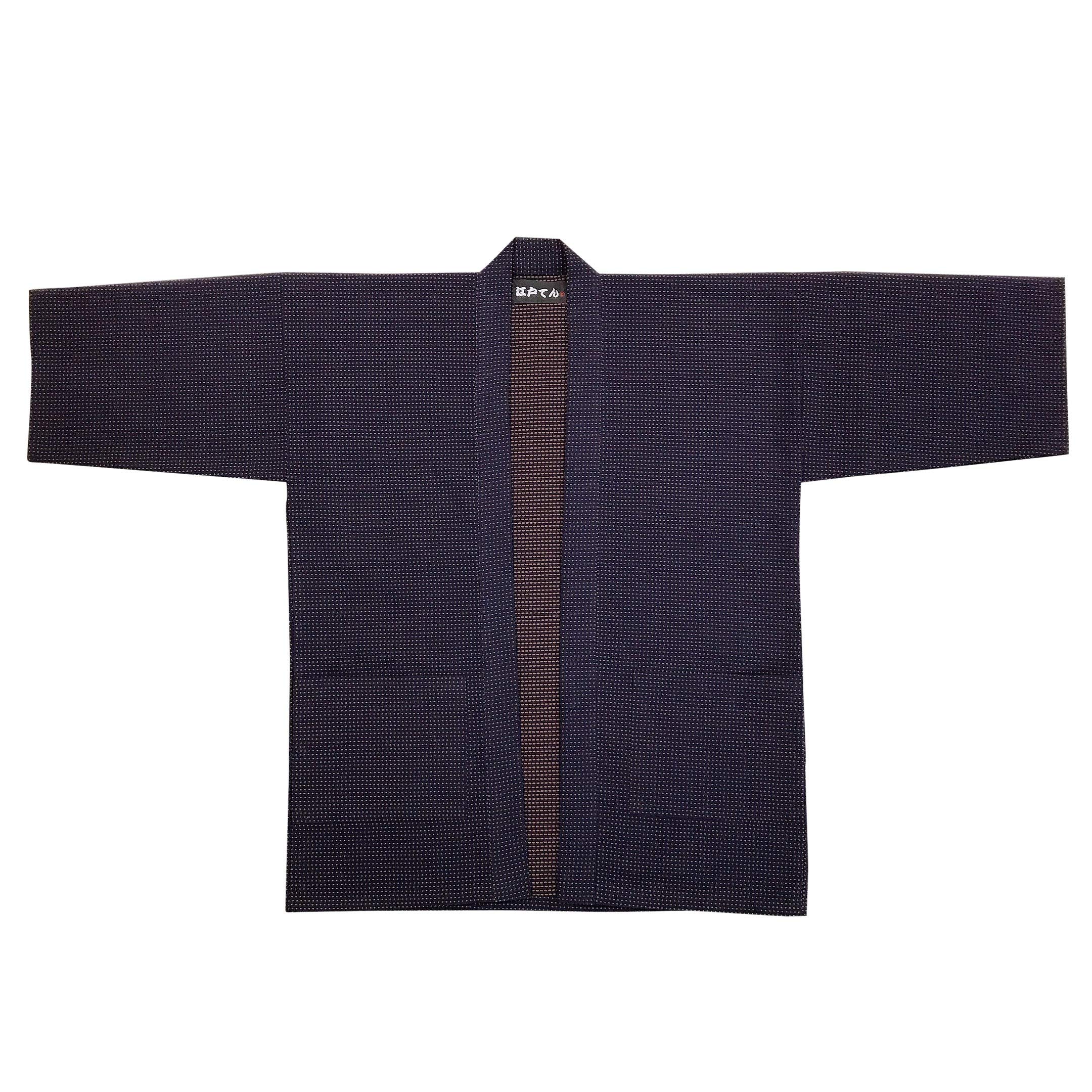 Japanese Happi Loose Jacket - Traditional Kimono Robe with Quilted Sashiko Brown Stitch | FREE Shipping | Perfect for Loungewear, Cosplay & Cultural Events