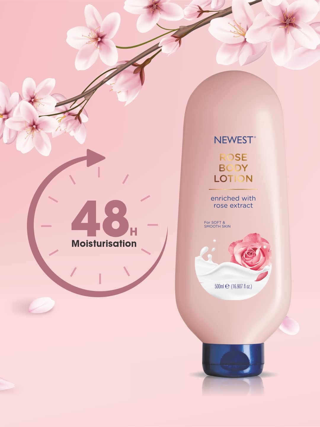 Premium Rose Body Lotion with Natural Rose Extract - Deep Hydration & Skin Soothing for Dry Skin - 500ml Bottle - Perfect for Daily Moisturizing, After Shower Care & Gift Giving