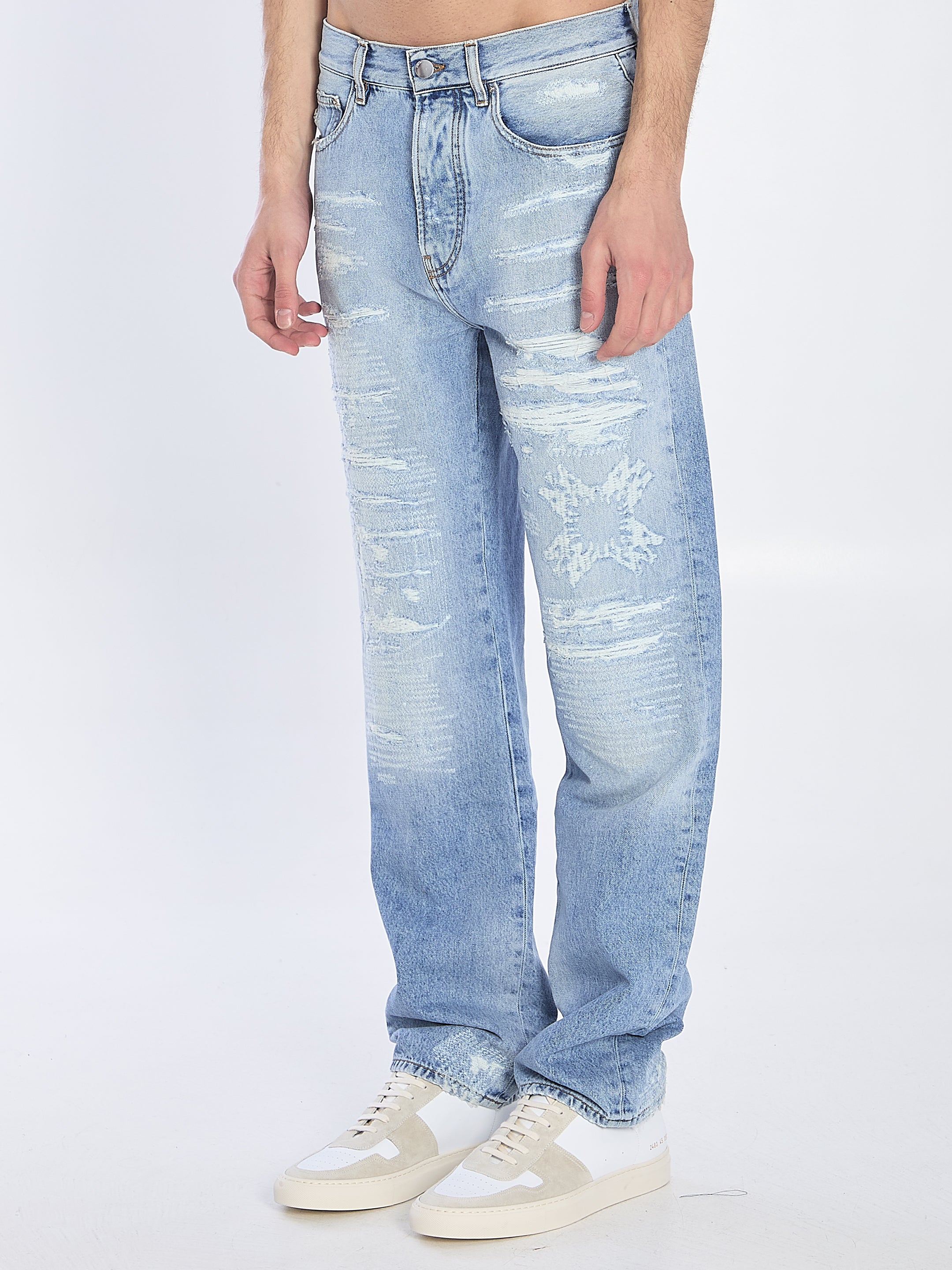 Amiri Ma Quad Repaired Jeans - Distressed Denim for Men | Vintage Style Ripped Jeans | Perfect for Streetwear & Casual Outfits