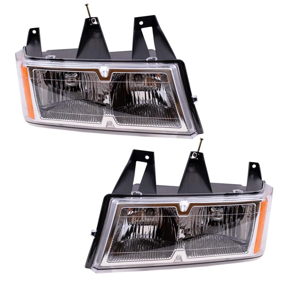 Brock Replacement Headlight Assembly Set - Driver & Passenger Side Compatible with 2004-2012 Chevy Colorado & GMC Canyon Pickup Trucks | Easy Installation, Improved Visibility for Night Driving & Off-Road Adventures