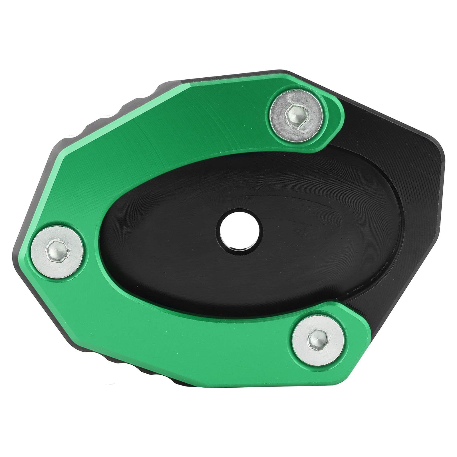 Aramox Moto Motorcycle Kickstand Pad - Aluminum Alloy Side Stand Extension Plate for Kawasaki Z650 & Z900 (Green) - Prevent Sinking on Soft Ground, Perfect for Parking on Grass, Sand or Gravel