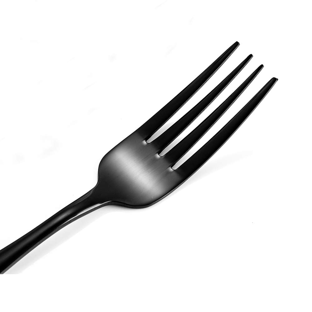 12-Piece Black Stainless Steel Dinner Forks Set - 8-Inch Elegant Cutlery for Fine Dining, Restaurants & Home Entertaining