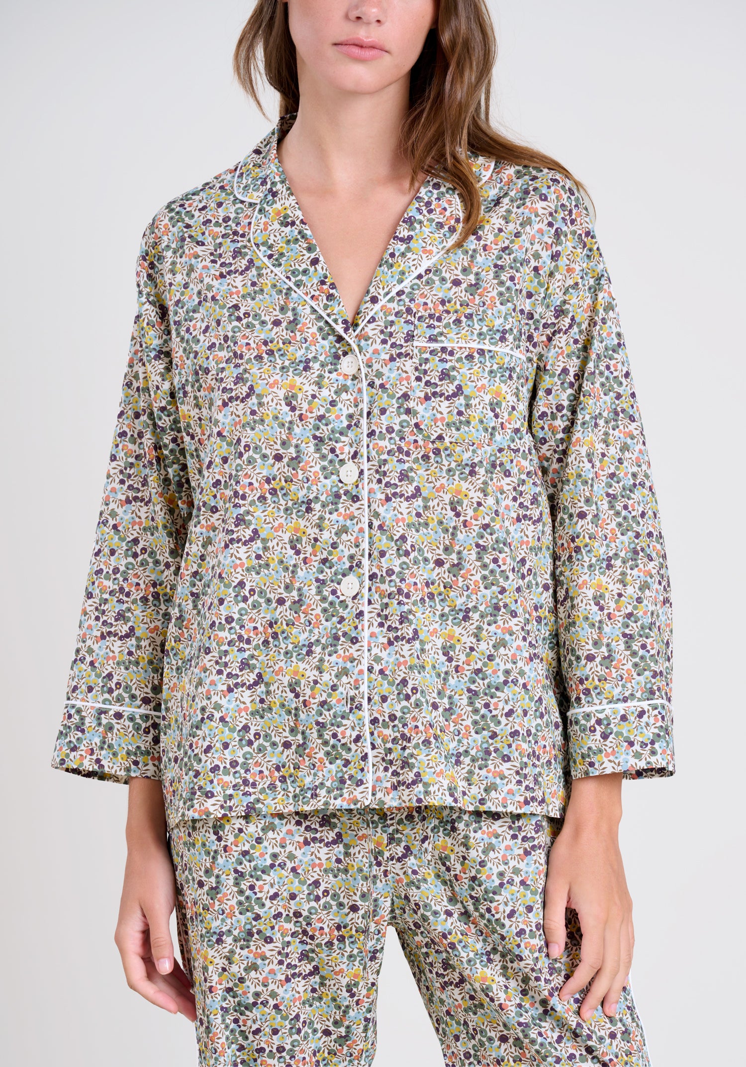 Liberty Wiltshire Berries Print Marina Pajama Set - Soft Cotton Sleepwear for Women | Perfect for Lounging, Sleepovers & Cozy Nights at Home