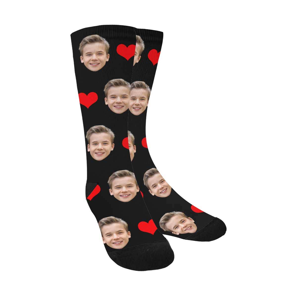 Custom Photo Pet Face Socks - Personalized Heart Print Crew Socks for Men & Women - Fun Gift for Pet Lovers, Couples & Sock Enthusiasts - Perfect for Holidays, Birthdays & Everyday Wear